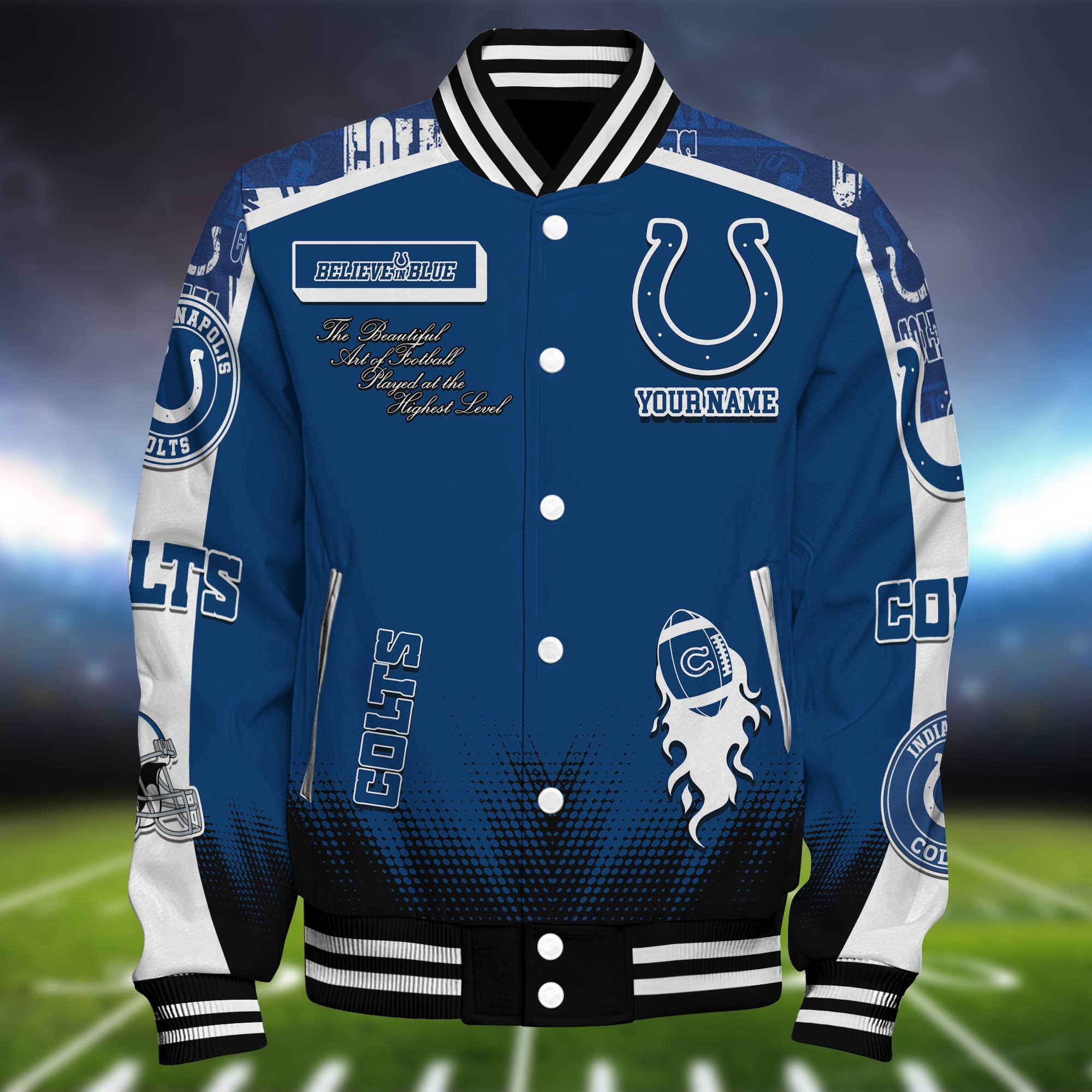Alternative view of Indianapolis Colts Baseball Jacket Personalized Your Name, Jackets For Sport Fans ETHY-0115486
