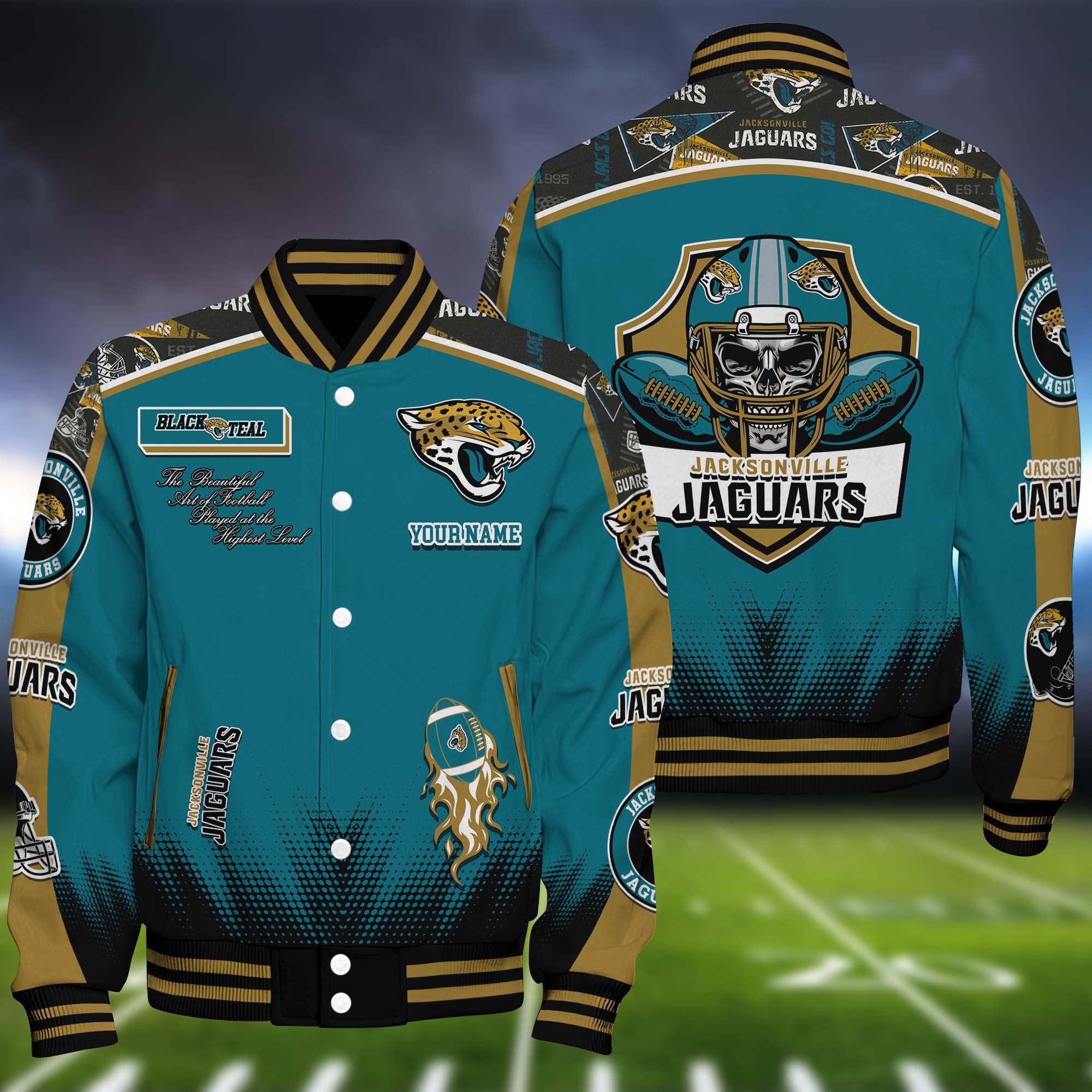 Jacksonville Jaguars Baseball Jacket Personalized Your Name, Jackets For Sport Fans ETHY-0115486