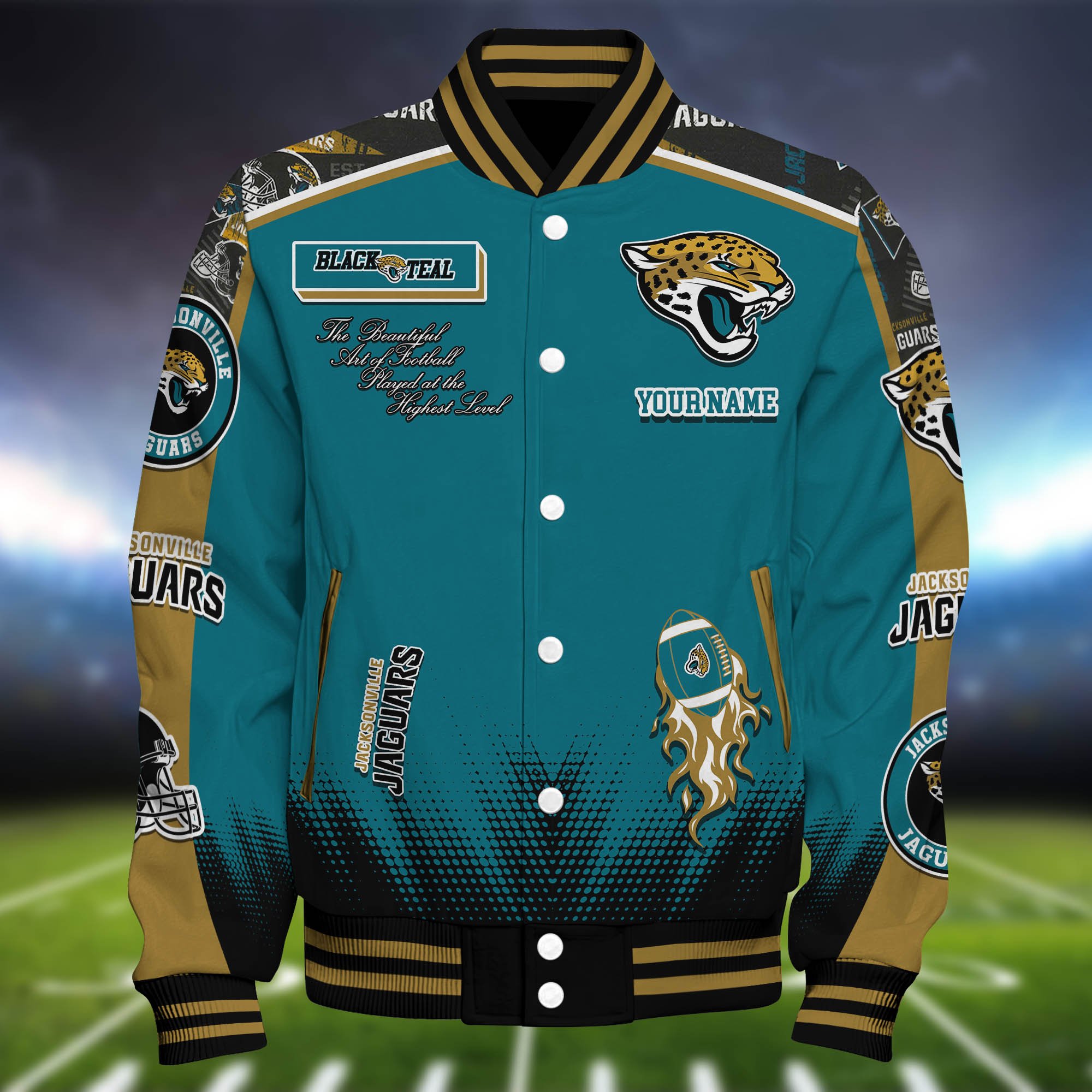 Alternative view of Jacksonville Jaguars Baseball Jacket Personalized Your Name, Jackets For Sport Fans ETHY-0115486