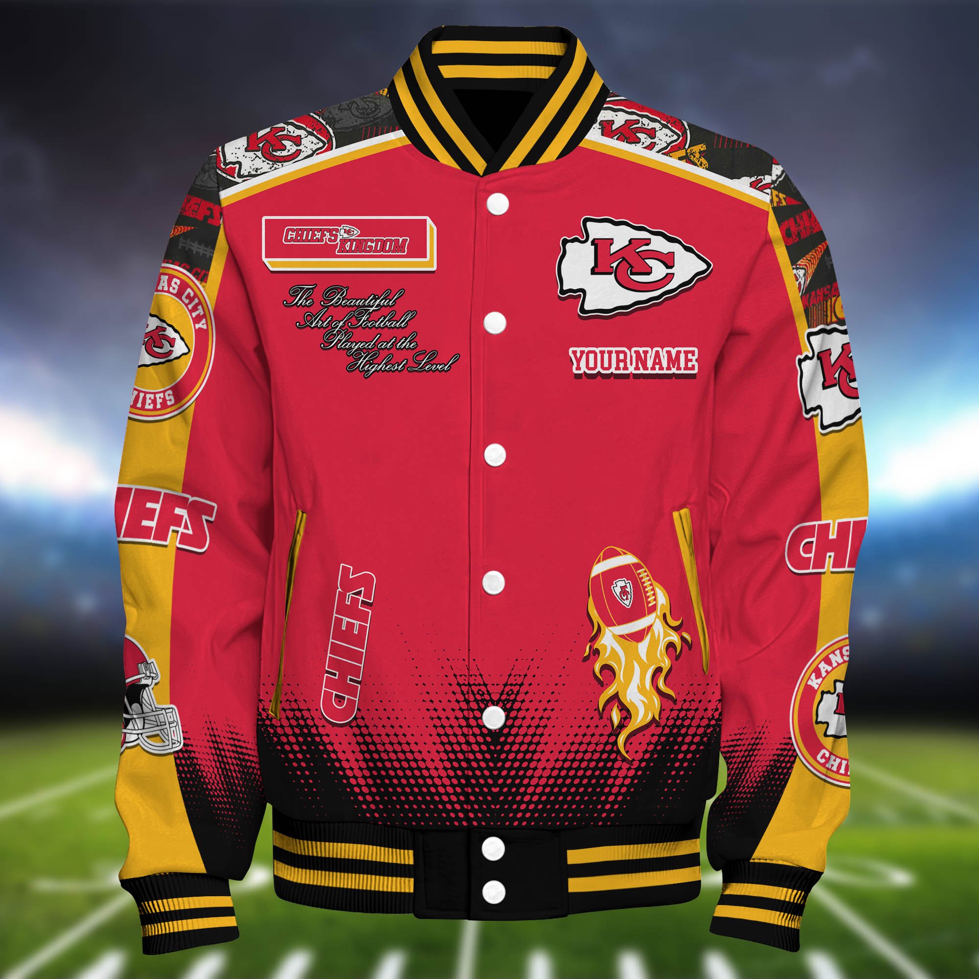 Alternative view of Kansas City Chiefs Baseball Jacket Personalized Your Name, Jackets For Sport Fans ETHY-0115486