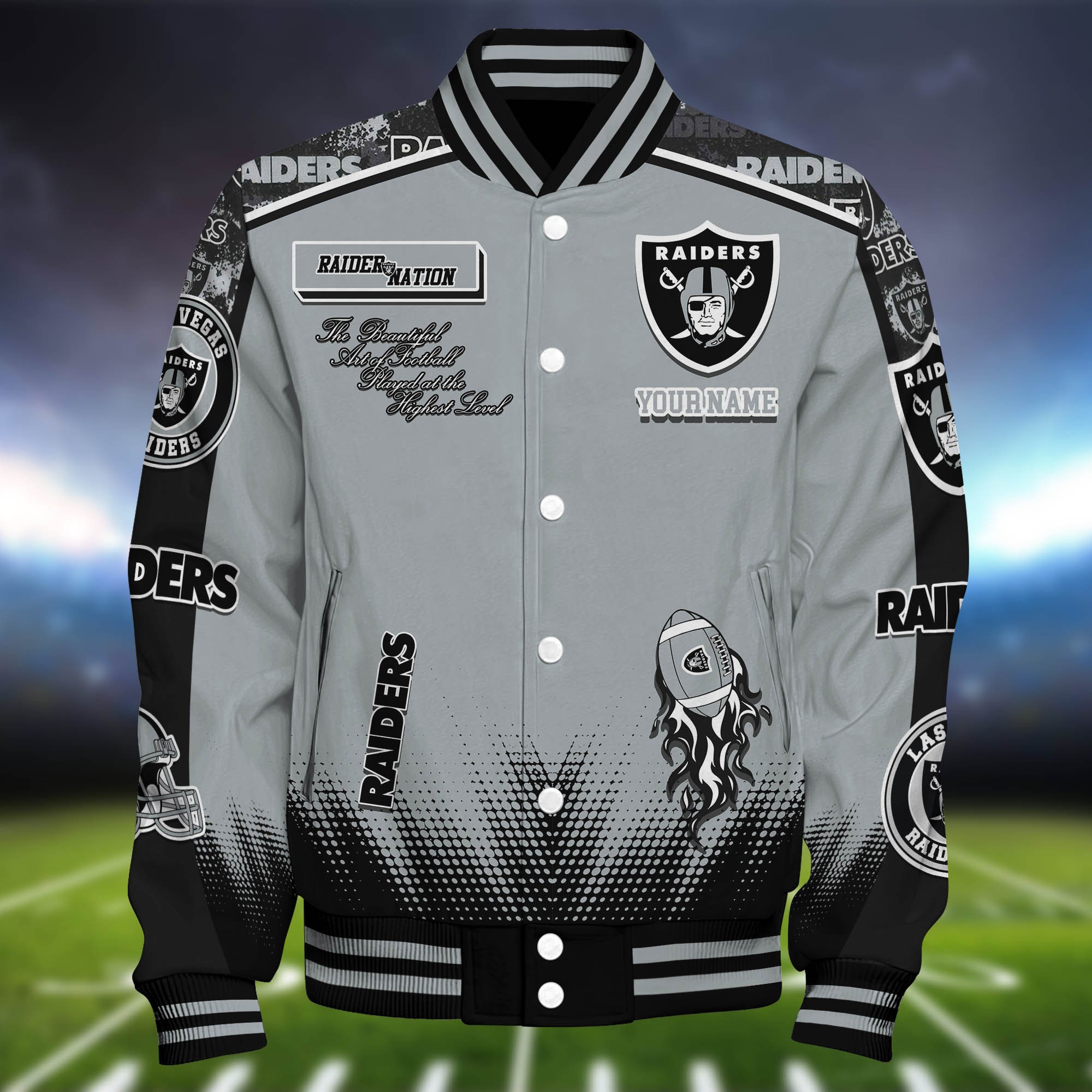Alternative view of Las Vegas Raiders Baseball Jacket Personalized Your Name, Jackets For Sport Fans ETHY-0115486