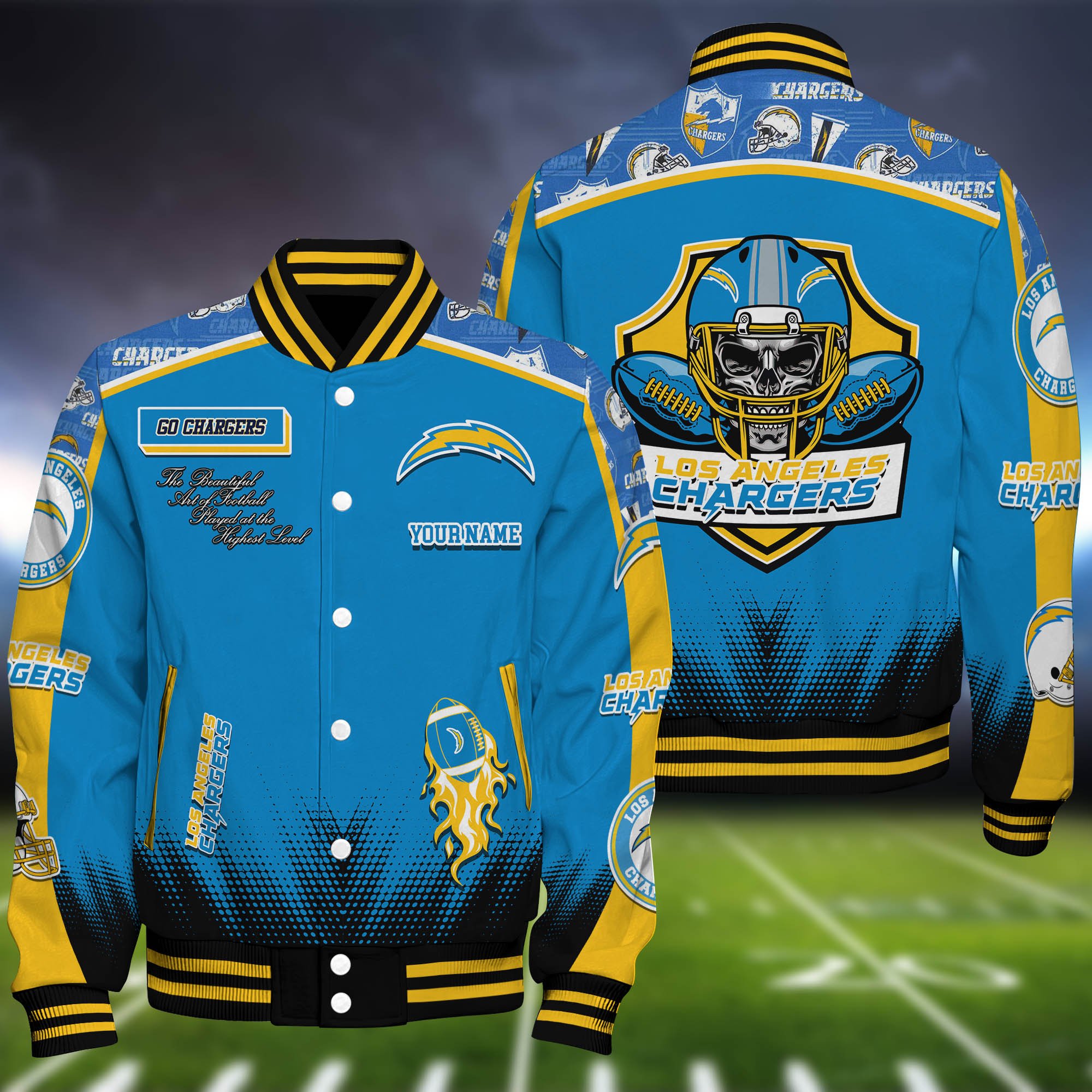 Los Angeles Chargers Baseball Jacket Personalized Your Name, Jackets For Sport Fans ETHY-0115486