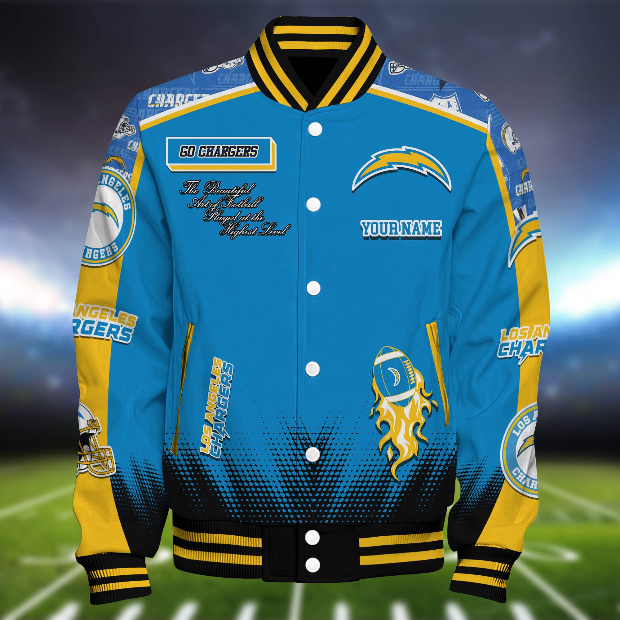 Alternative view of Los Angeles Chargers Baseball Jacket Personalized Your Name, Jackets For Sport Fans ETHY-0115486