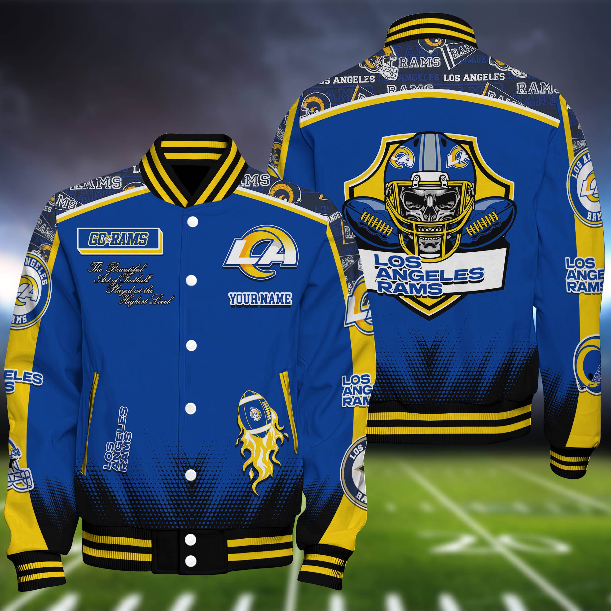 Los Angeles Rams Baseball Jacket Personalized Your Name, Jackets For Sport Fans ETHY-0115486