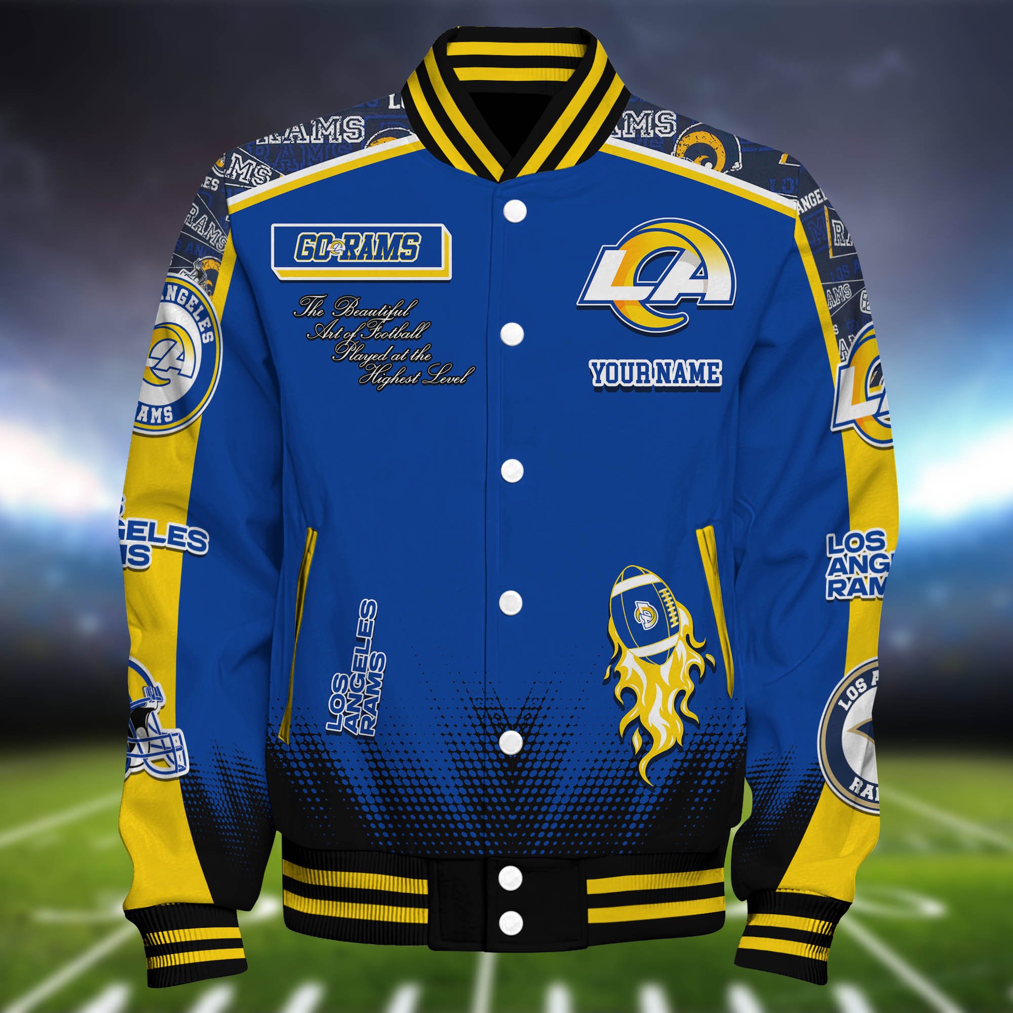 Alternative view of Los Angeles Rams Baseball Jacket Personalized Your Name, Jackets For Sport Fans ETHY-0115486