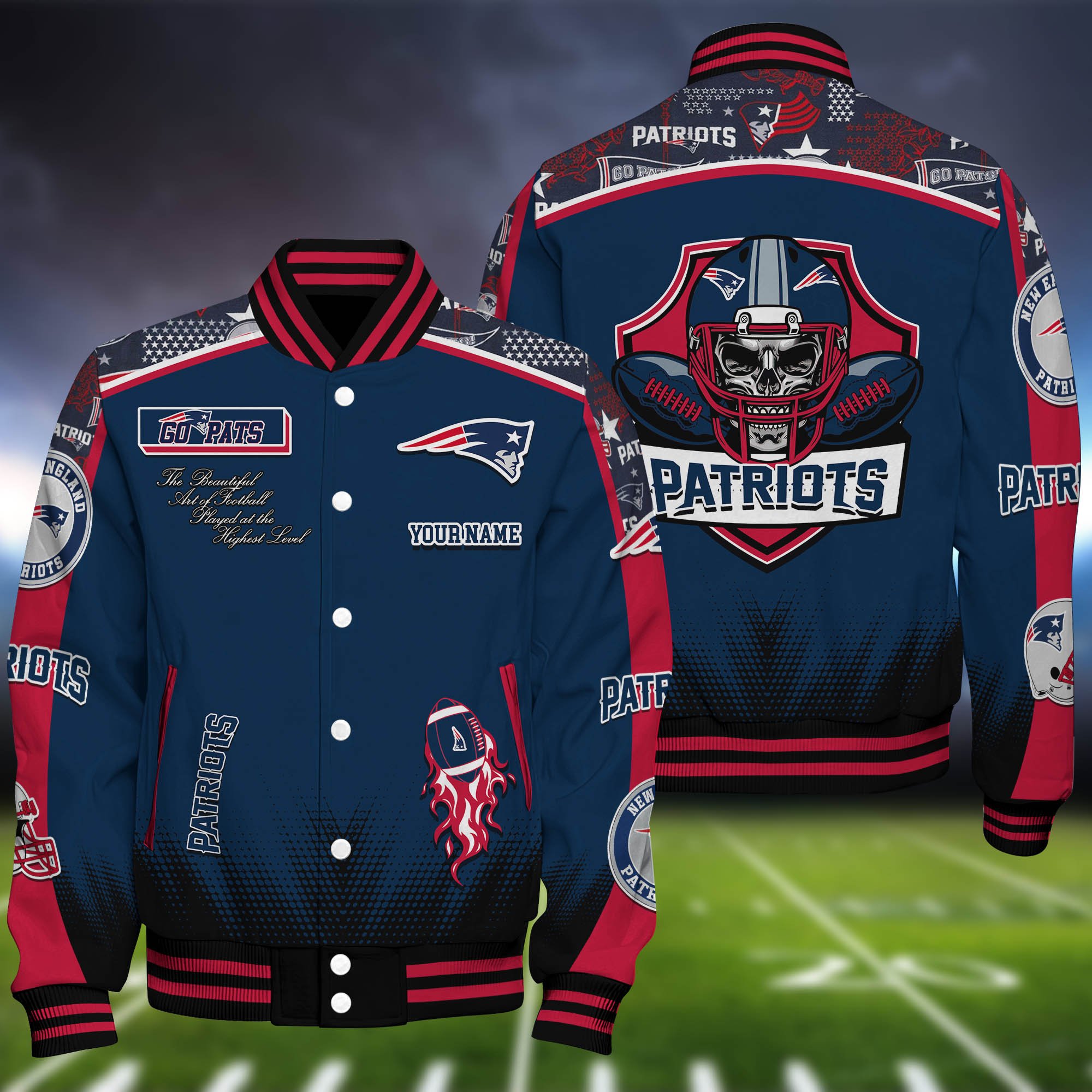 New England Patriots Baseball Jacket Personalized Your Name, Jackets For Sport Fans ETHY-0115486