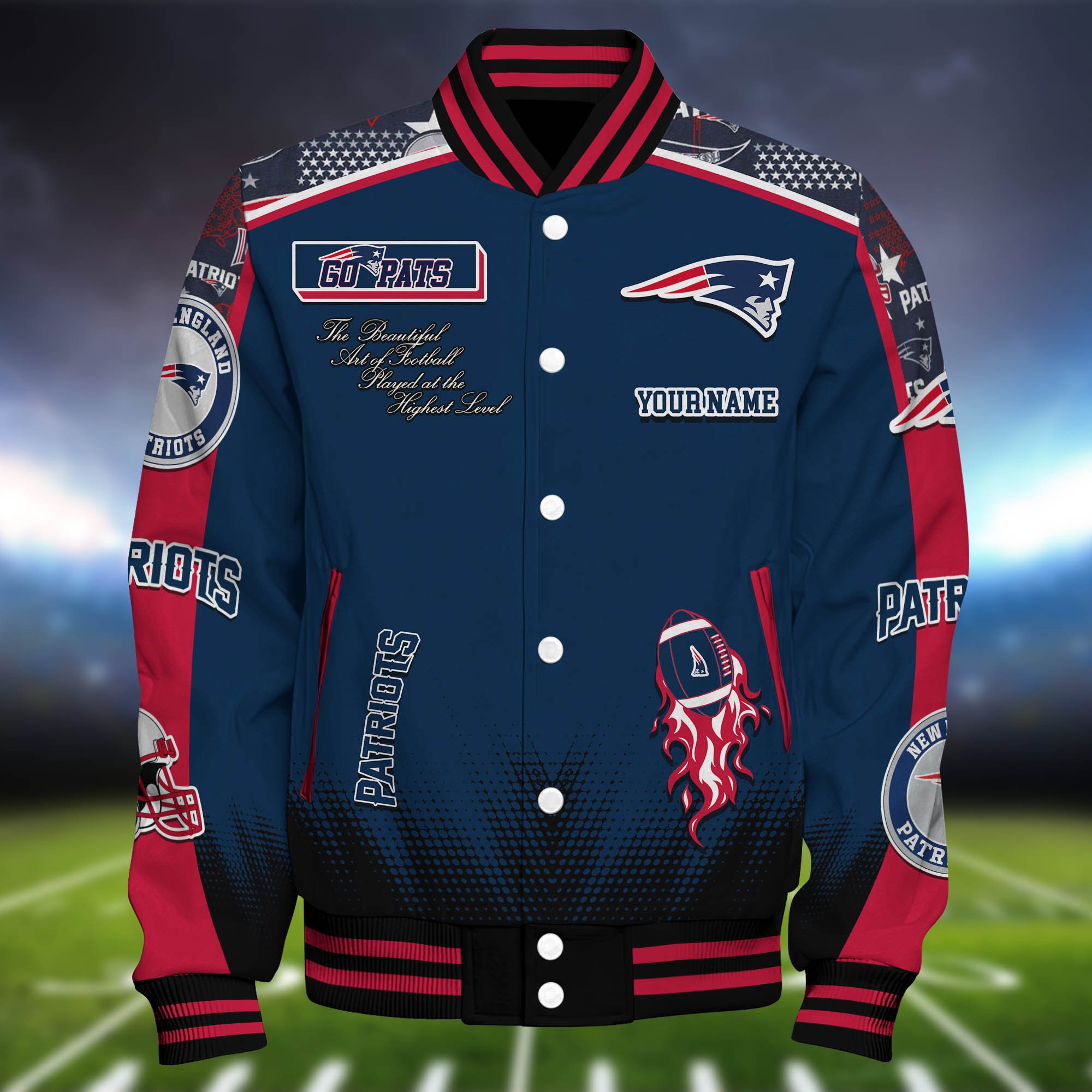 Alternative view of New England Patriots Baseball Jacket Personalized Your Name, Jackets For Sport Fans ETHY-0115486