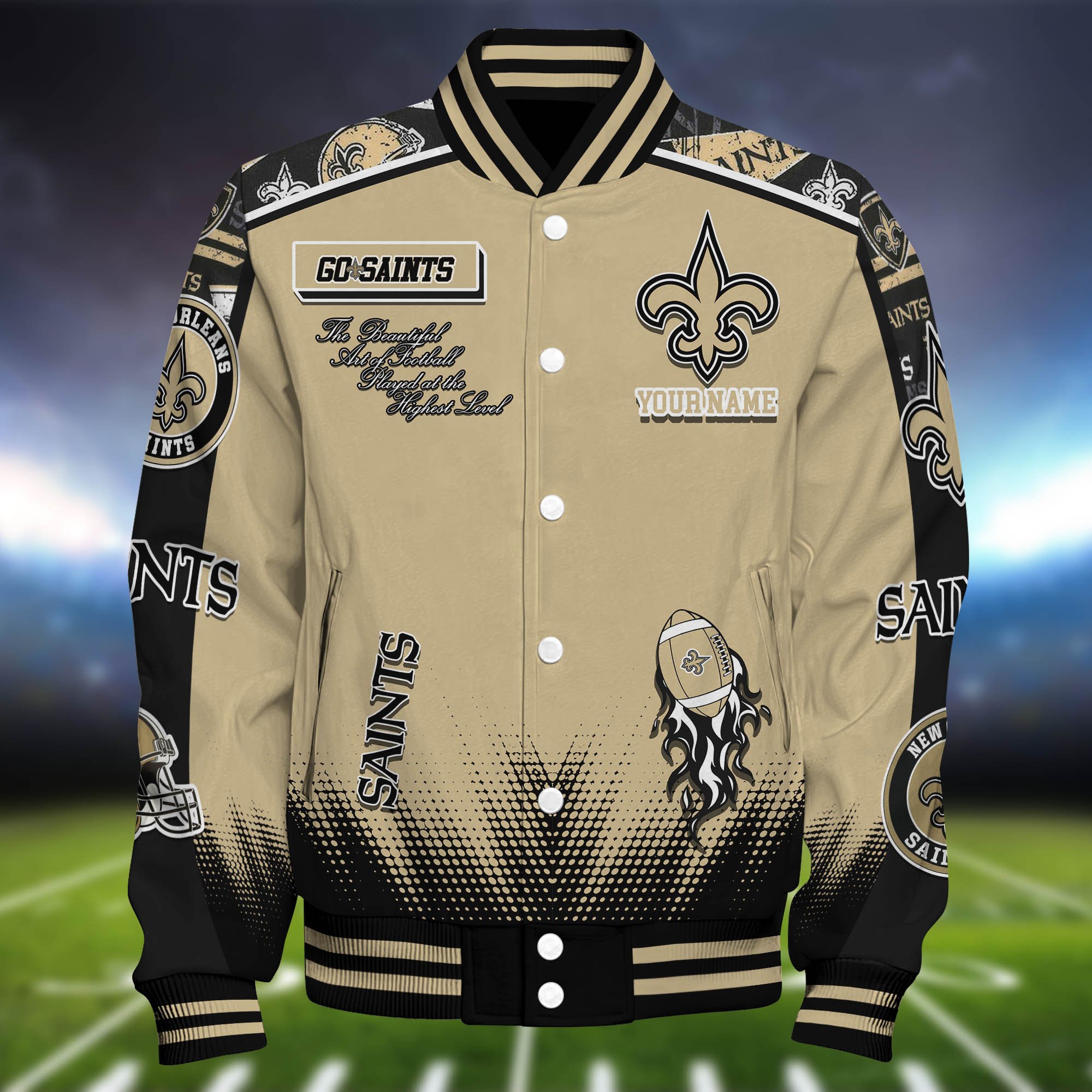 Alternative view of New Orleans Saints Baseball Jacket Personalized Your Name, Jackets For Sport Fans ETHY-0115486
