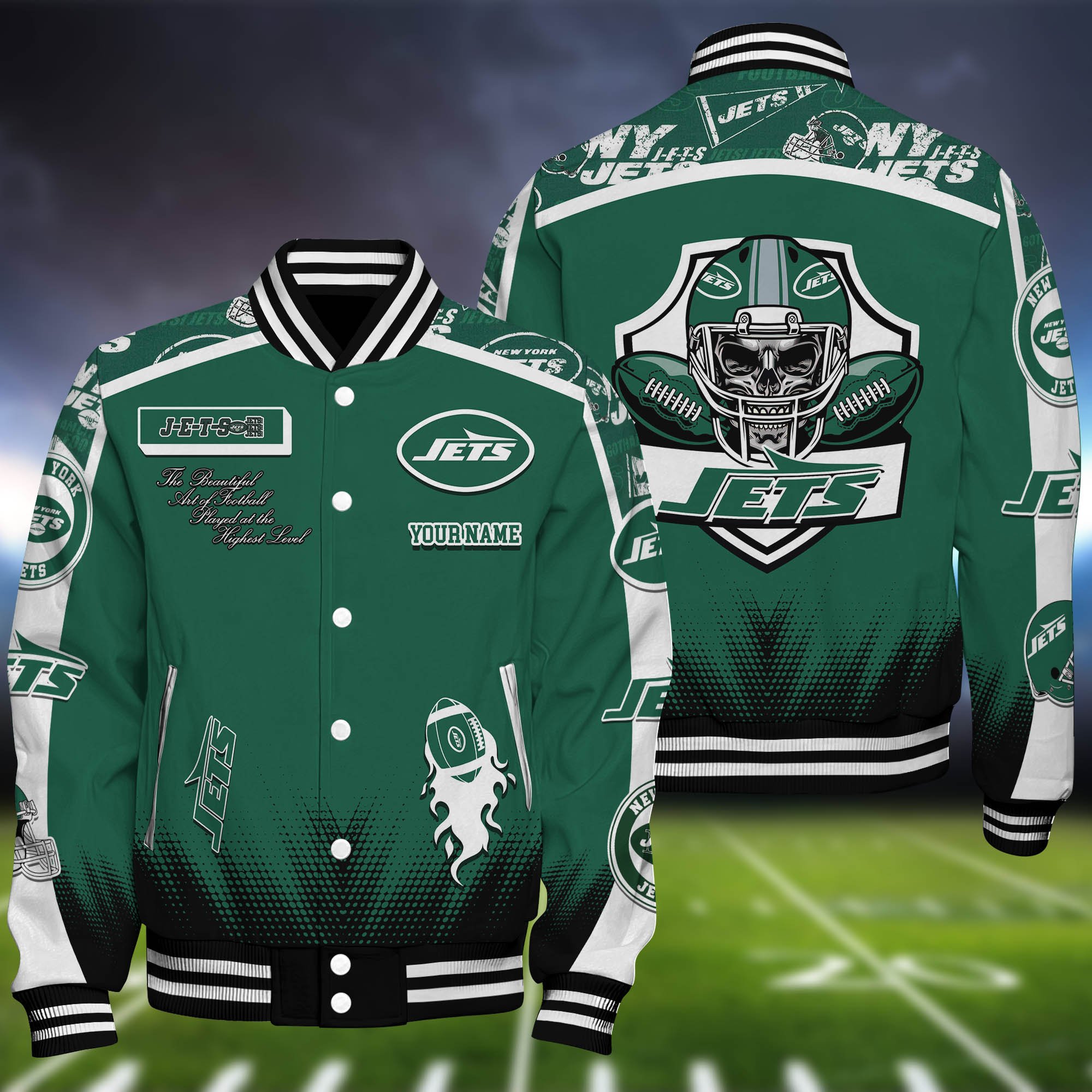 New York Jets Baseball Jacket Personalized Your Name, Jackets For Sport Fans ETHY-0115486