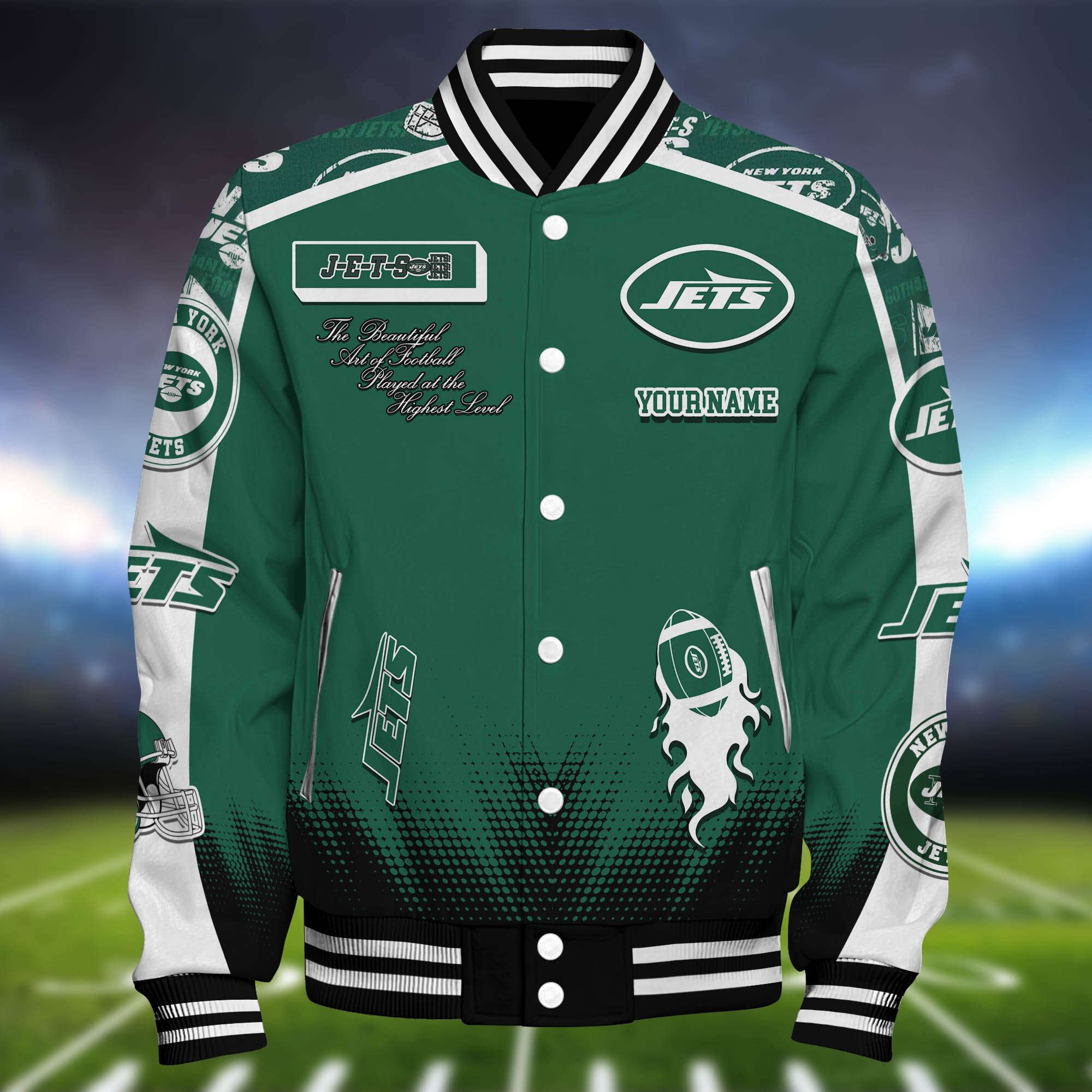 Alternative view of New York Jets Baseball Jacket Personalized Your Name, Jackets For Sport Fans ETHY-0115486