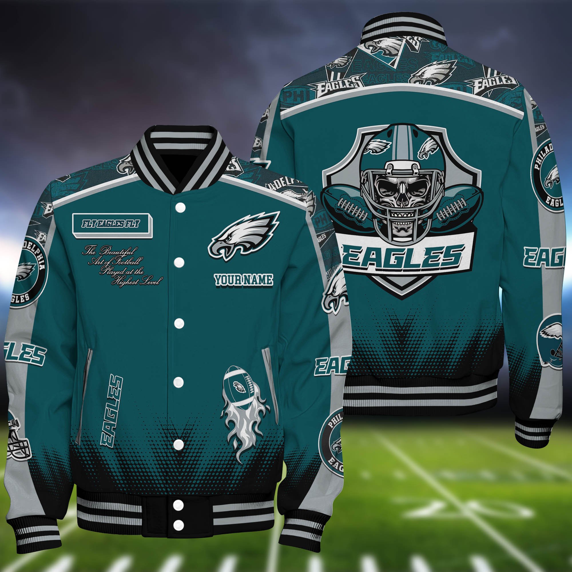 Philadelphia Eagles Baseball Jacket Personalized Your Name, Jackets For Sport Fans ETHY-0115486