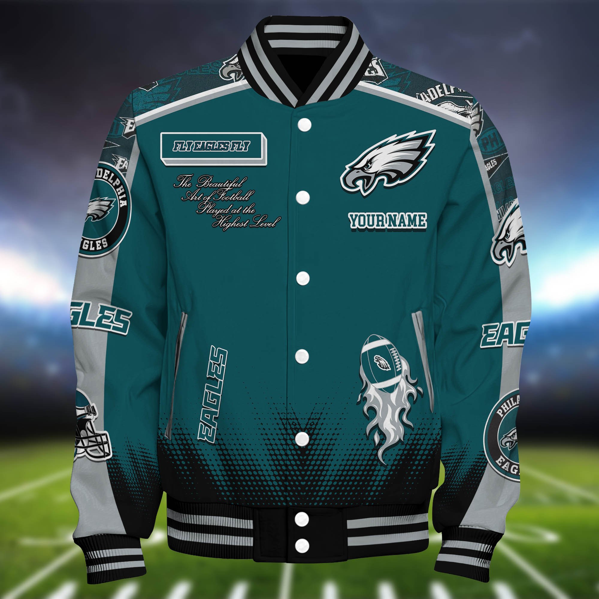 Alternative view of Philadelphia Eagles Baseball Jacket Personalized Your Name, Jackets For Sport Fans ETHY-0115486