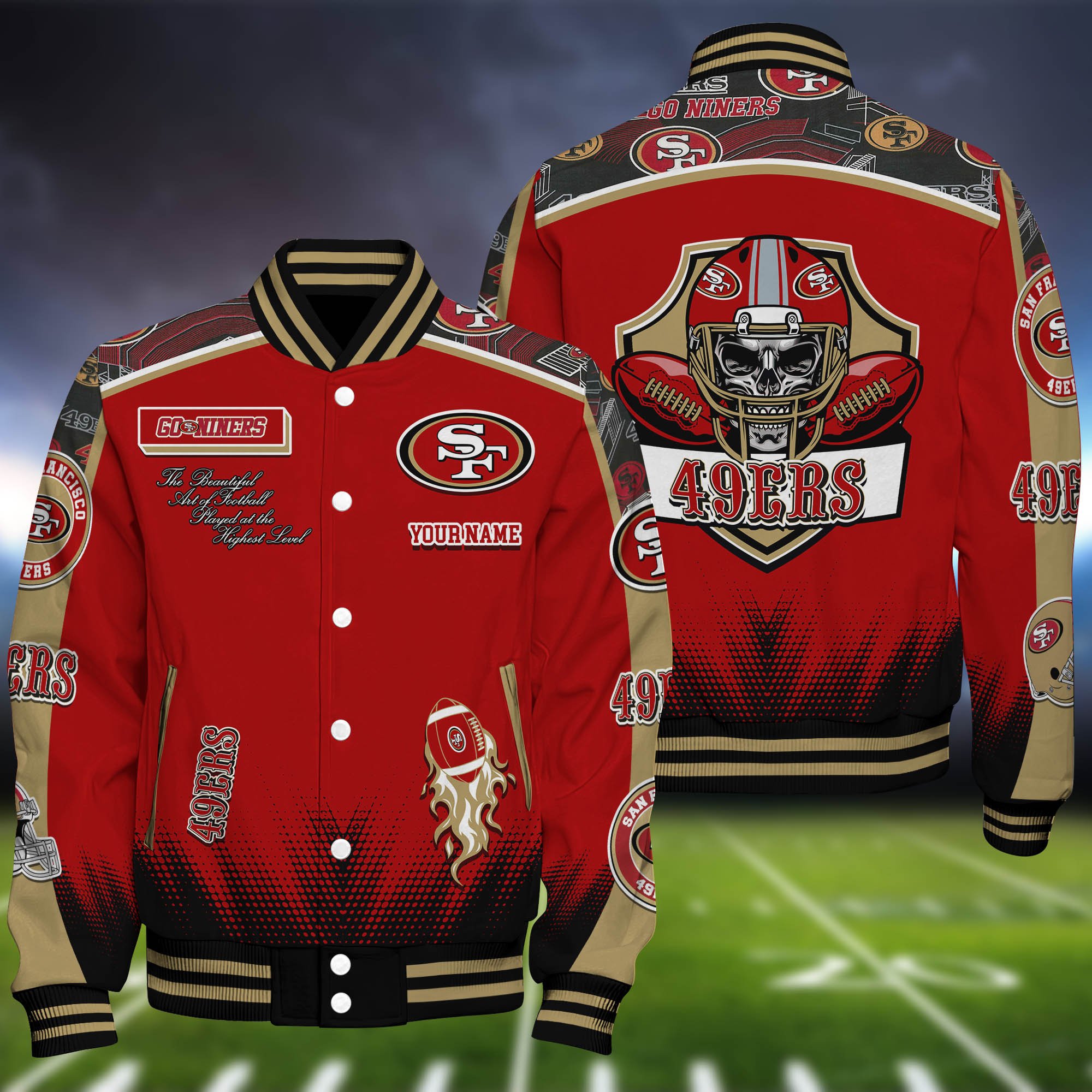 San Francisco 49ers Baseball Jacket Personalized Your Name, Jackets For Sport Fans ETHY-0115486