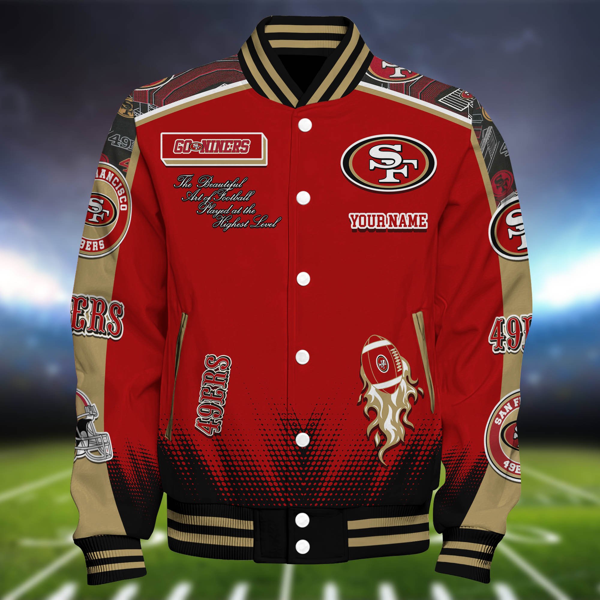 Alternative view of San Francisco 49ers Baseball Jacket Personalized Your Name, Jackets For Sport Fans ETHY-0115486