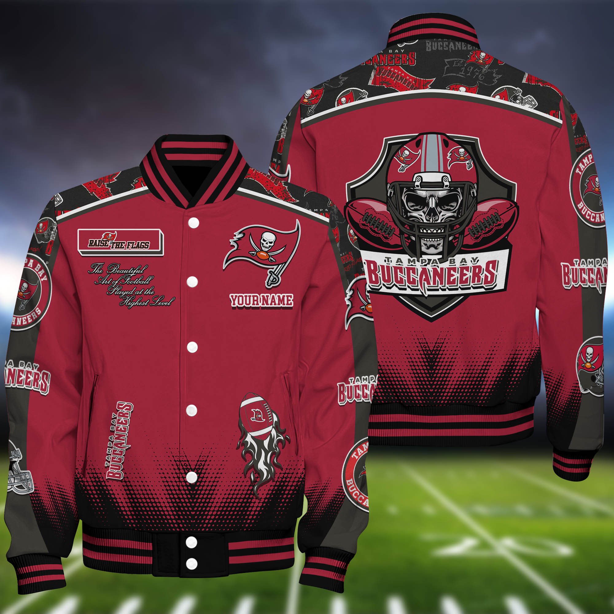Tampa Bay Buccaneers Baseball Jacket Personalized Your Name, Jackets For Sport Fans ETHY-0115486