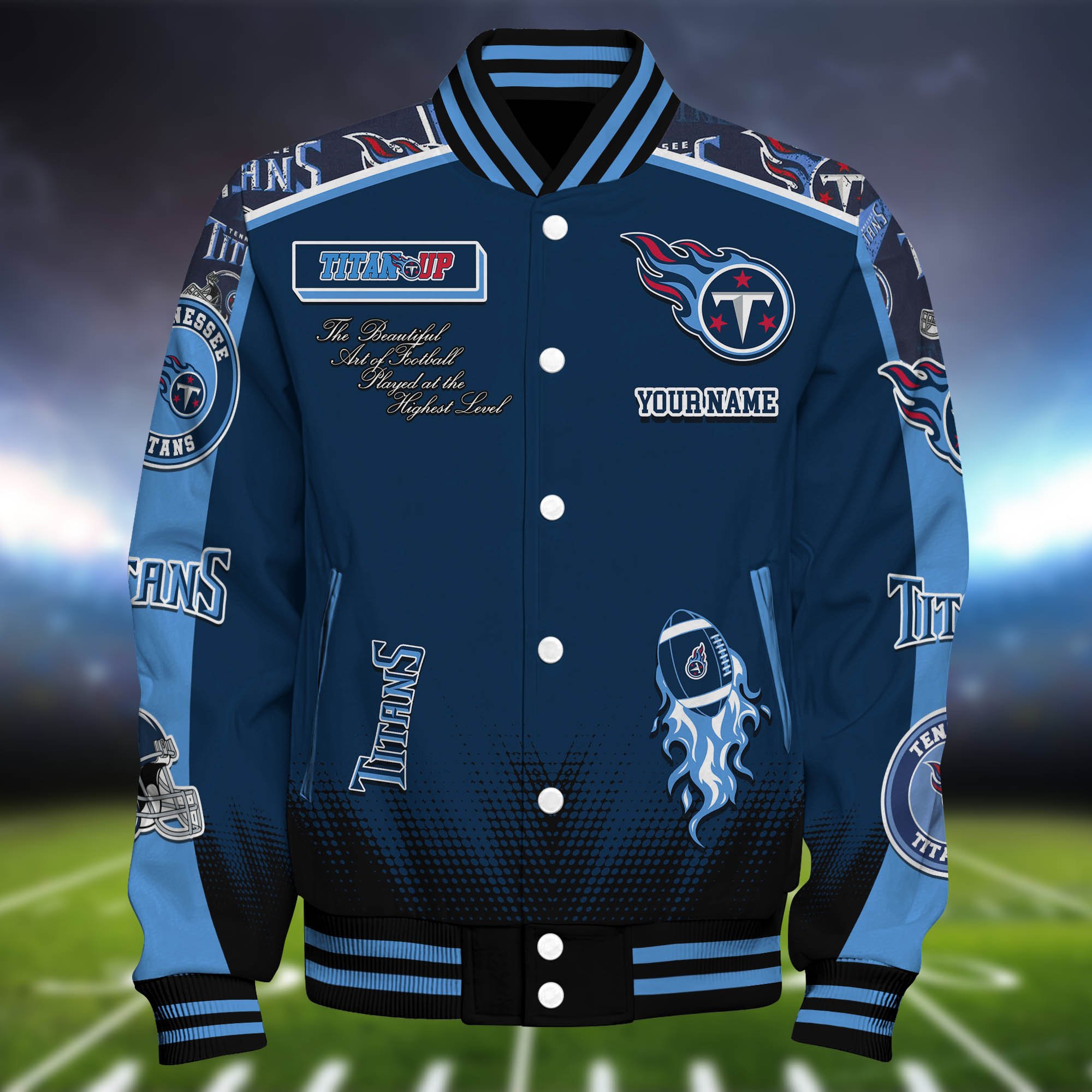 Alternative view of Tennessee Titans Baseball Jacket Personalized Your Name, Jackets For Sport Fans ETHY-0115486