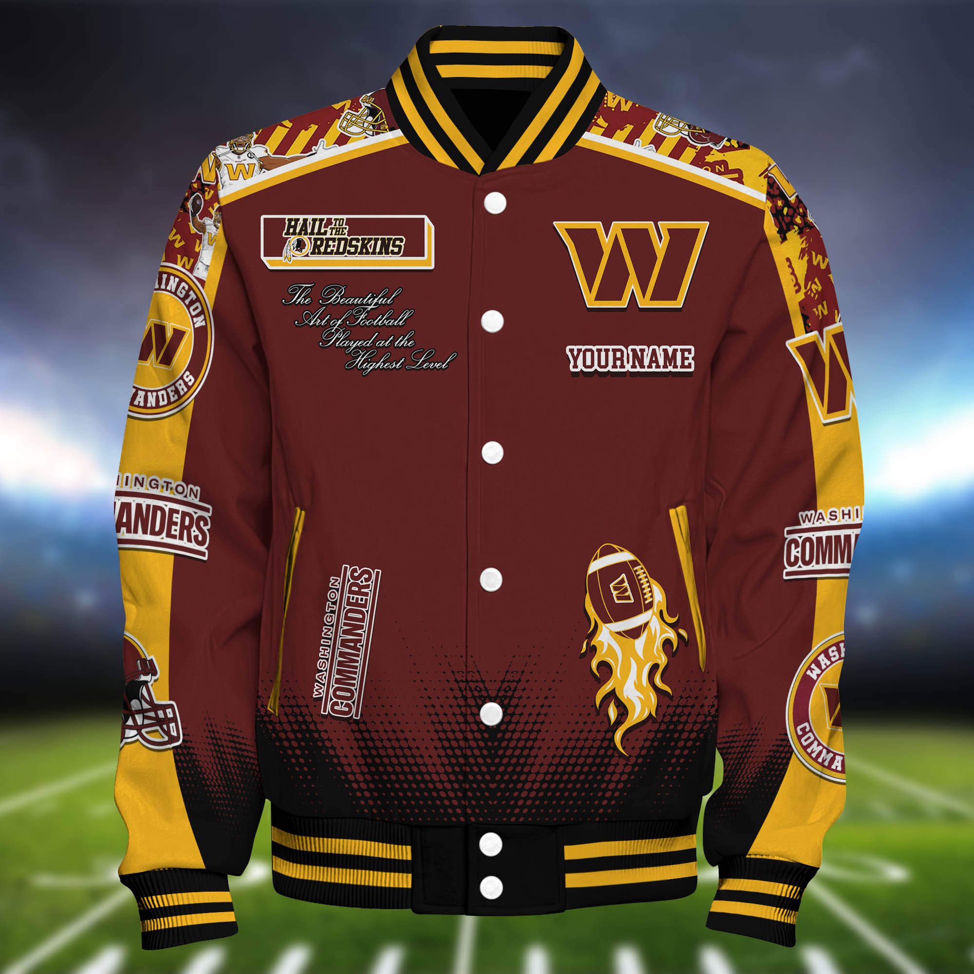 Alternative view of Washington Commanders Baseball Jacket Personalized Your Name, Jackets For Sport Fans ETHY-0115486
