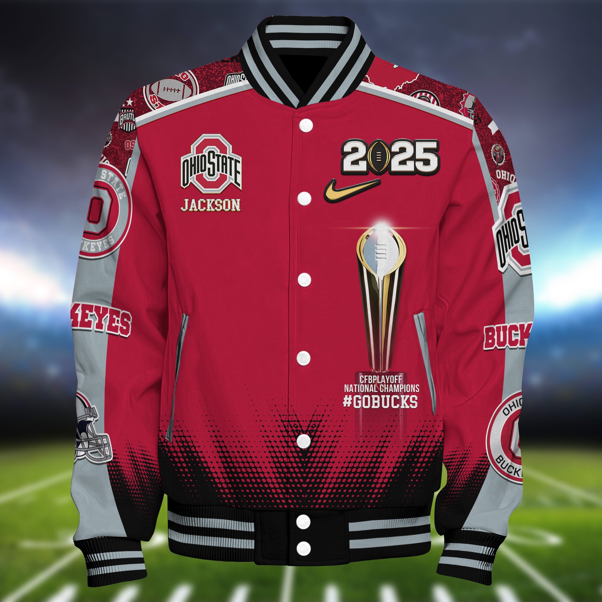 Alternative view of Ohio State Buckeyes Baseball Jacket Personalized Your Name, Sport Jackets For Fan, Sport Gifts ETHY-0118548