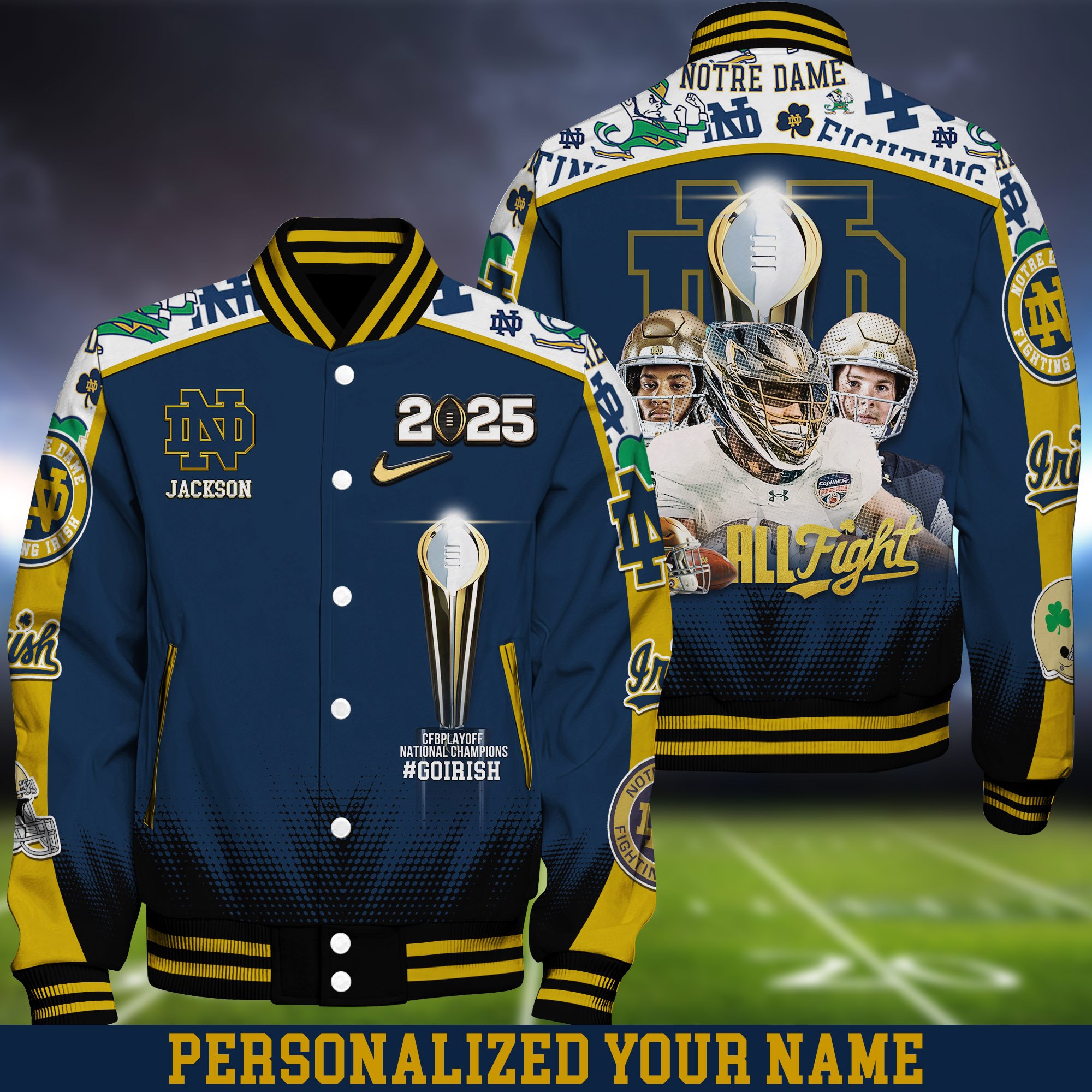 Notre Dame Fighting Irish Baseball Jacket Personalized Your Name, Sport Jackets For Fan, Sport Gifts ETHY-0118548