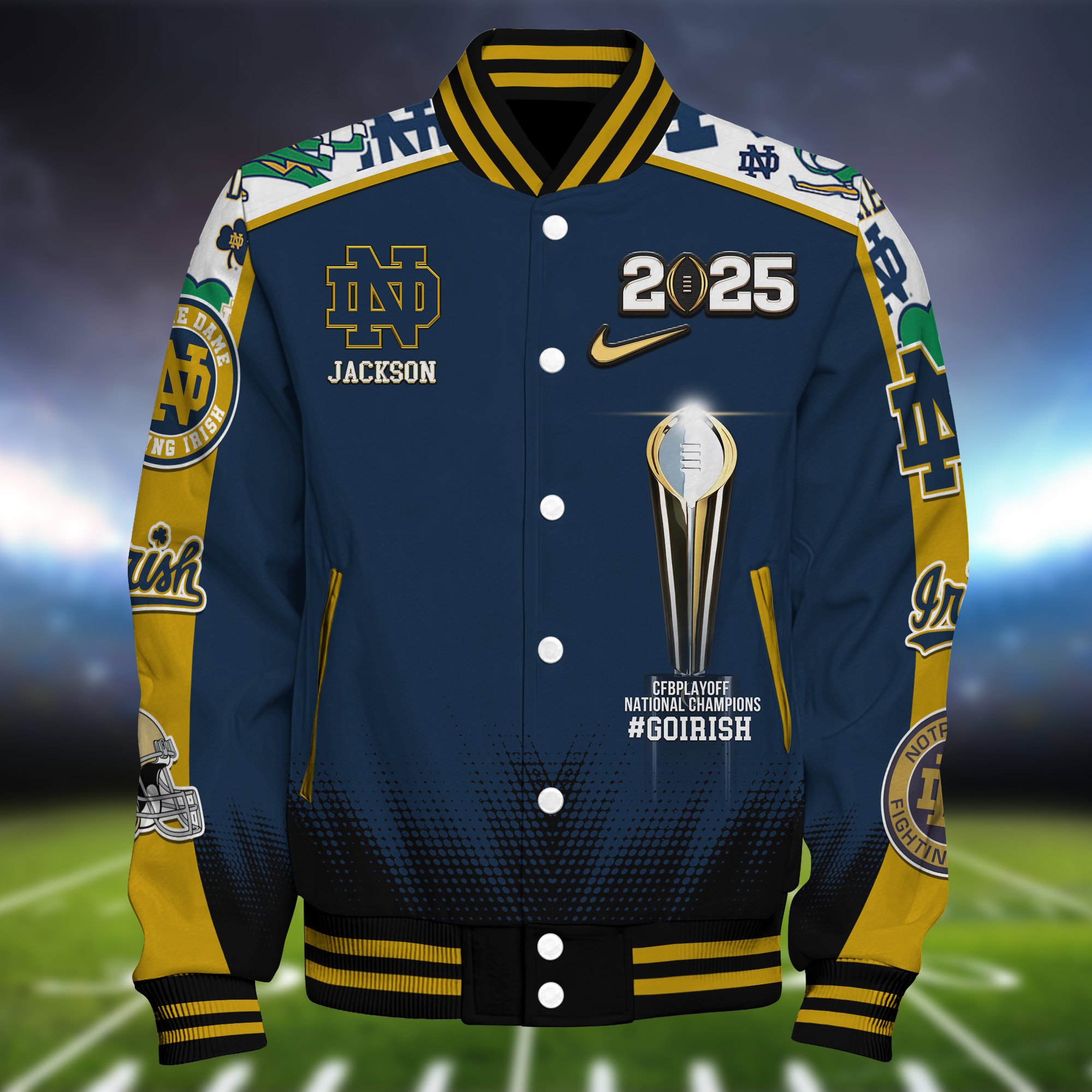 Alternative view of Notre Dame Fighting Irish Baseball Jacket Personalized Your Name, Sport Jackets For Fan, Sport Gifts ETHY-0118548