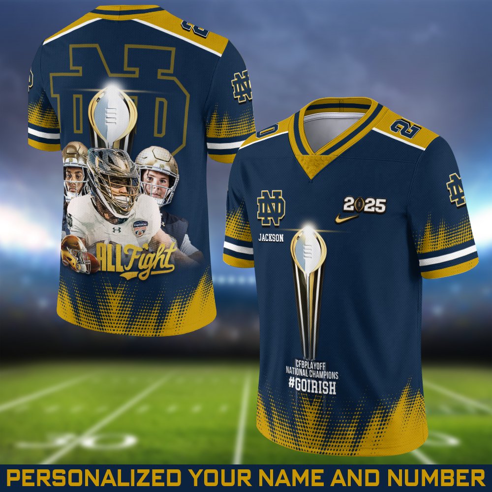 Notre Dame Fighting Irish Vneck Football Jersey Personalized Your Name And Number, Sport Gifts For Fans ETHY-0118549