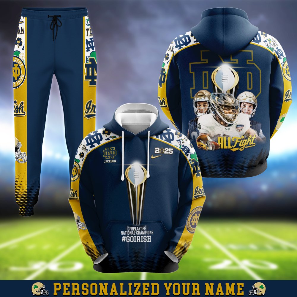 Notre Dame Fighting Irish Hoodie Sweater Zipper T-shirt And Jogger Personalized Your Name, Sport 3D Clothings For Fan, Sport Gifts ETHY-0120560