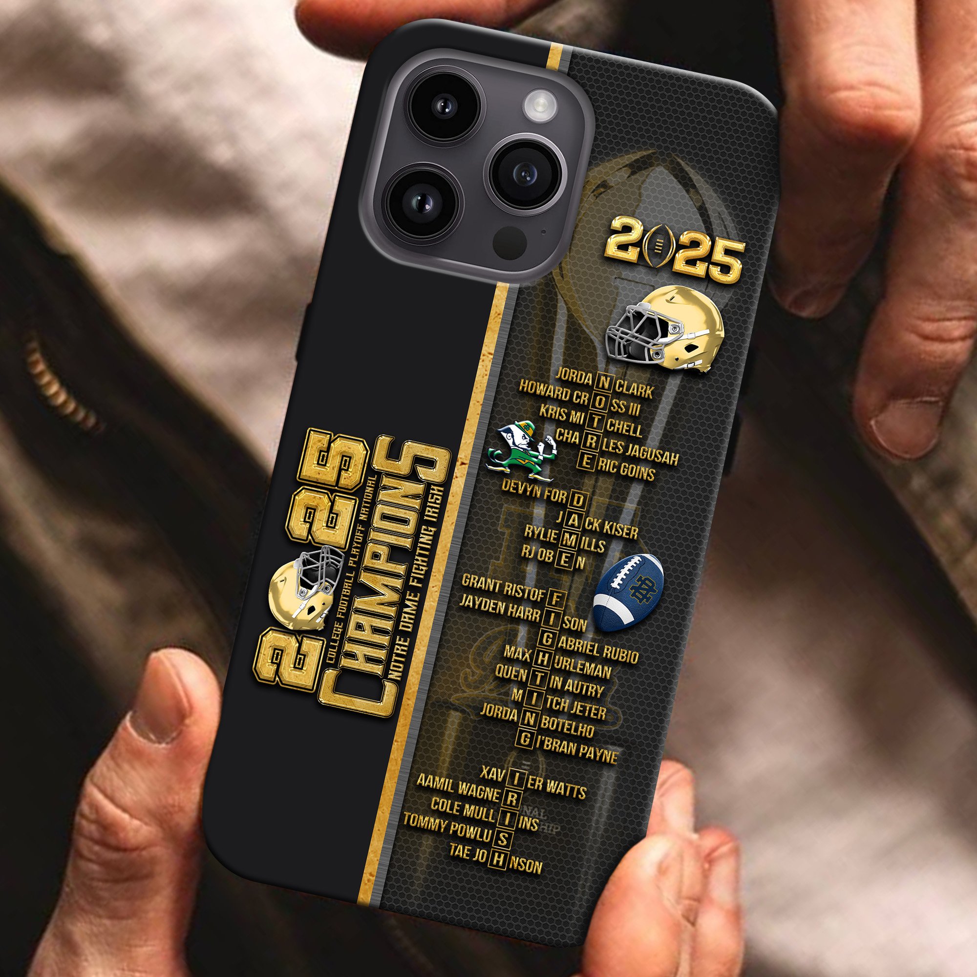 Notre Dame Fighting Irish College Football Playoff National Champions 2024 -2025 Phone Case Personalized Your Name, Gifts For Fans ETRG-0120558