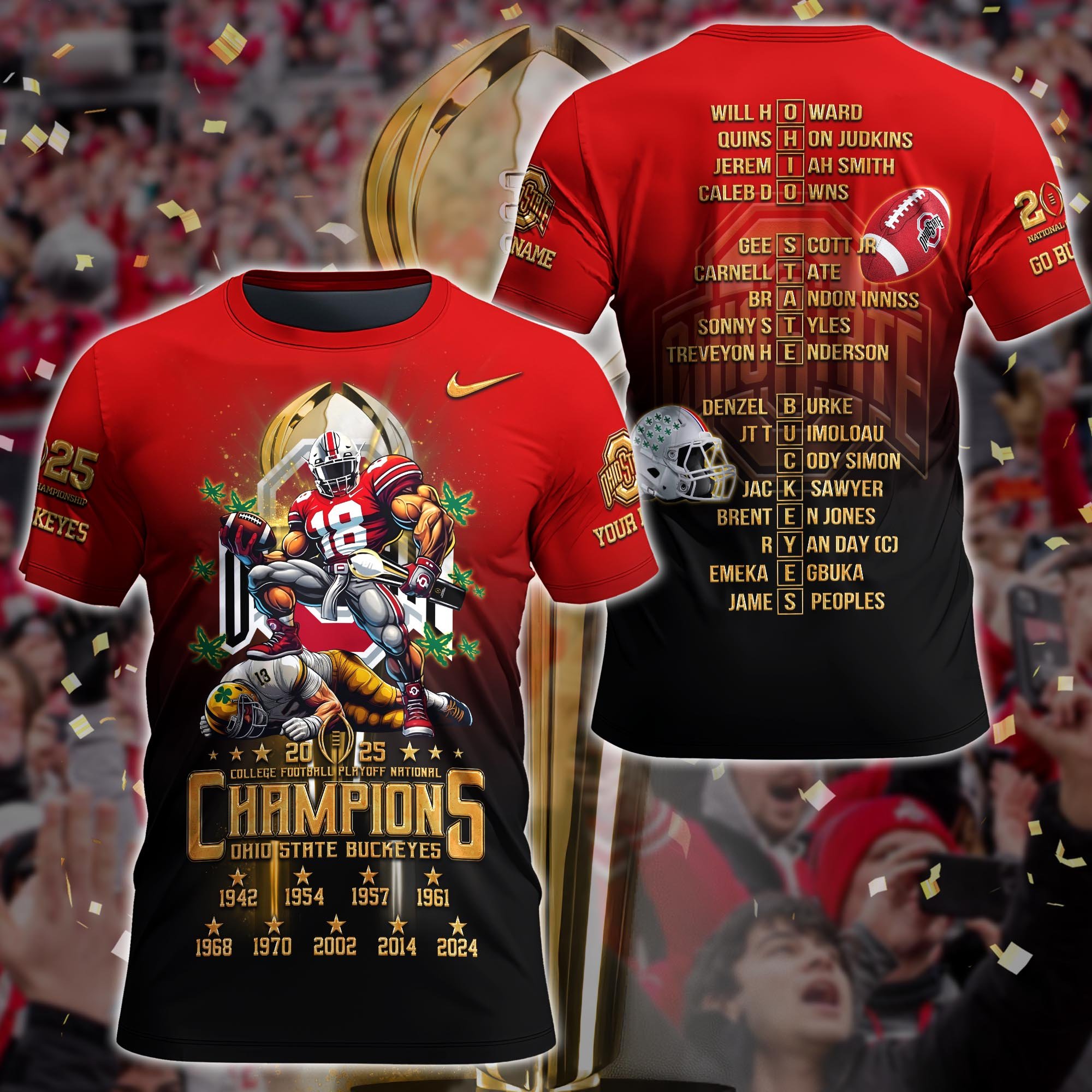 Ohio State Buckeyes College Football Playoff National Champions 2024 - 2025 Tshirt, Personalized Gifts For Fans ETRG-0115488