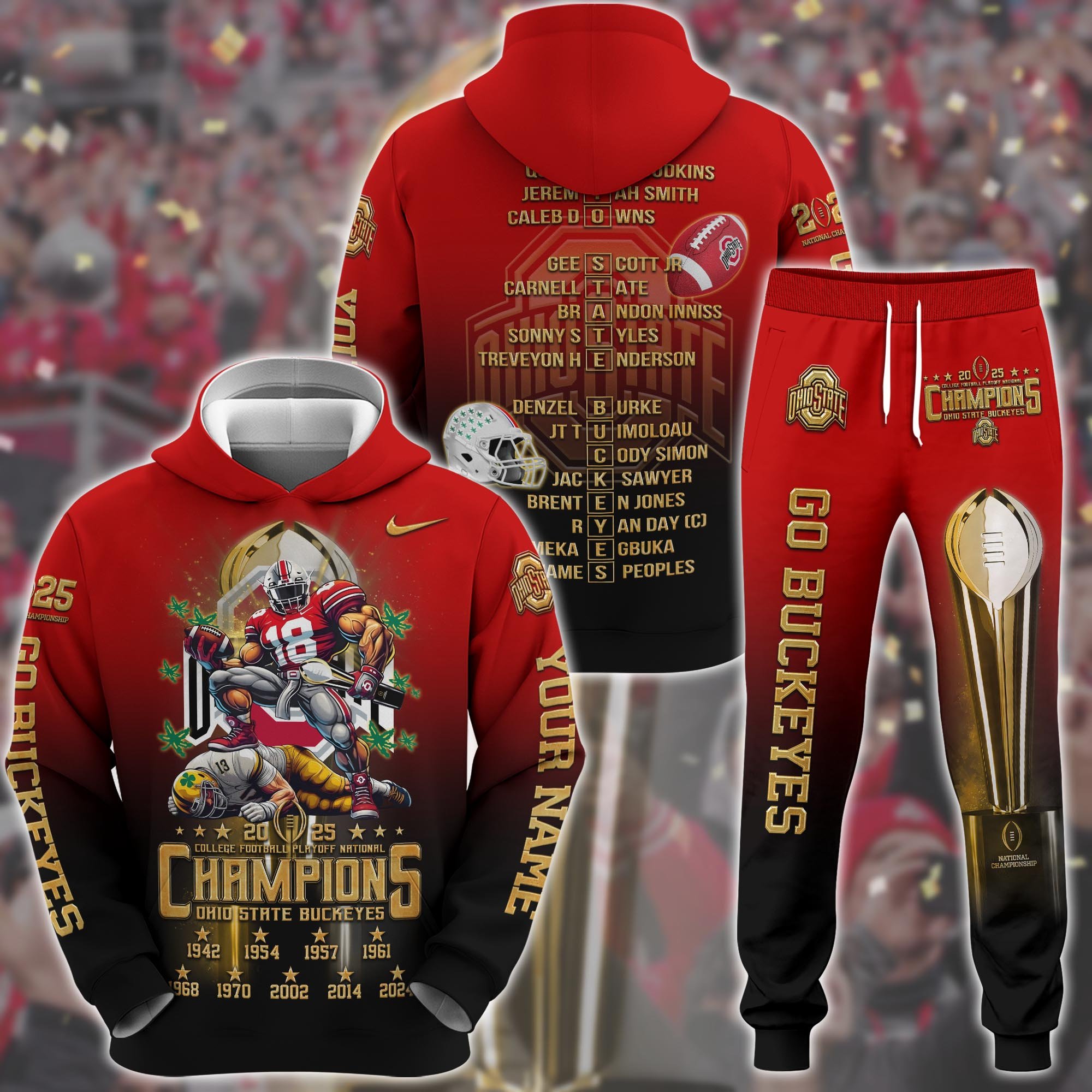 Ohio State Buckeyes Hoodie And Sweapant Set College Football Playoff National Champions 2024 - 2025 Personalized Gifts For Fans ETRG-0115490