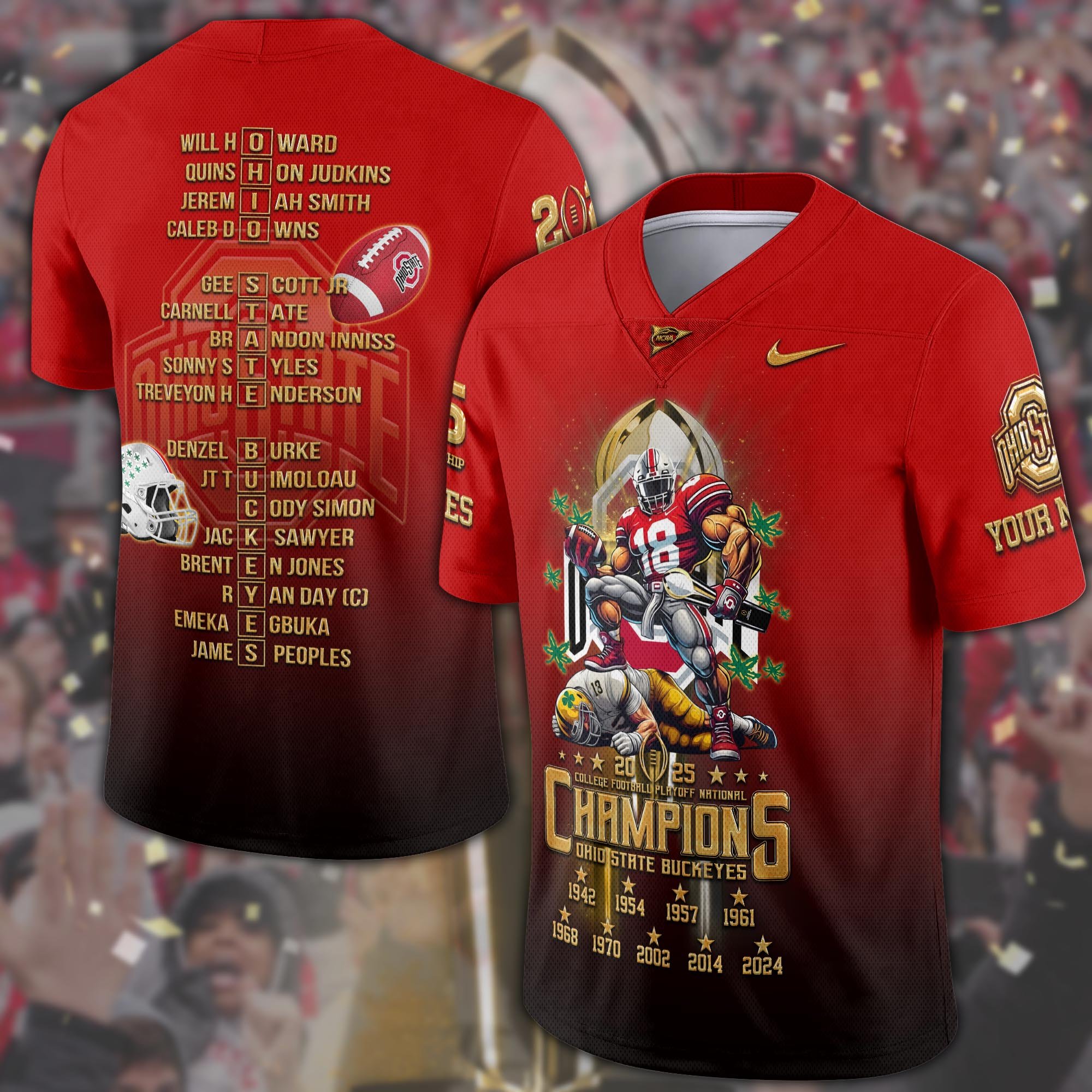 Ohio State Buckeyes Jersey College Football Playoff National Champions 2024 - 2025 Jersey Shirt, Personalized Gifts For Fans  ETRG-0120570