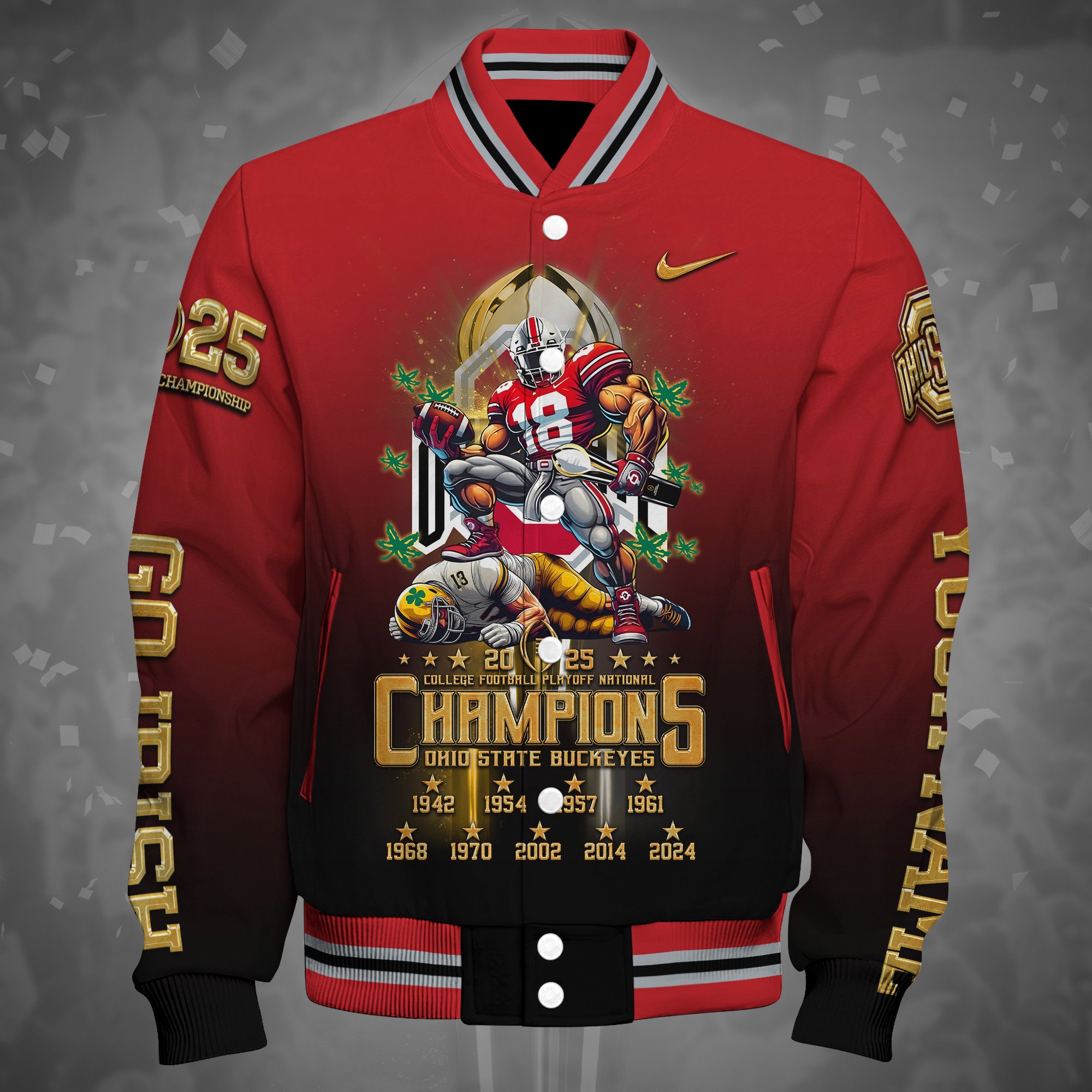 Alternative view of Ohio State Buckeyes Baseball Jacket College Football Playoff National Champions 2024 - 2025 Shirt, Personalized Gifts For Fans ETRG-0120574 