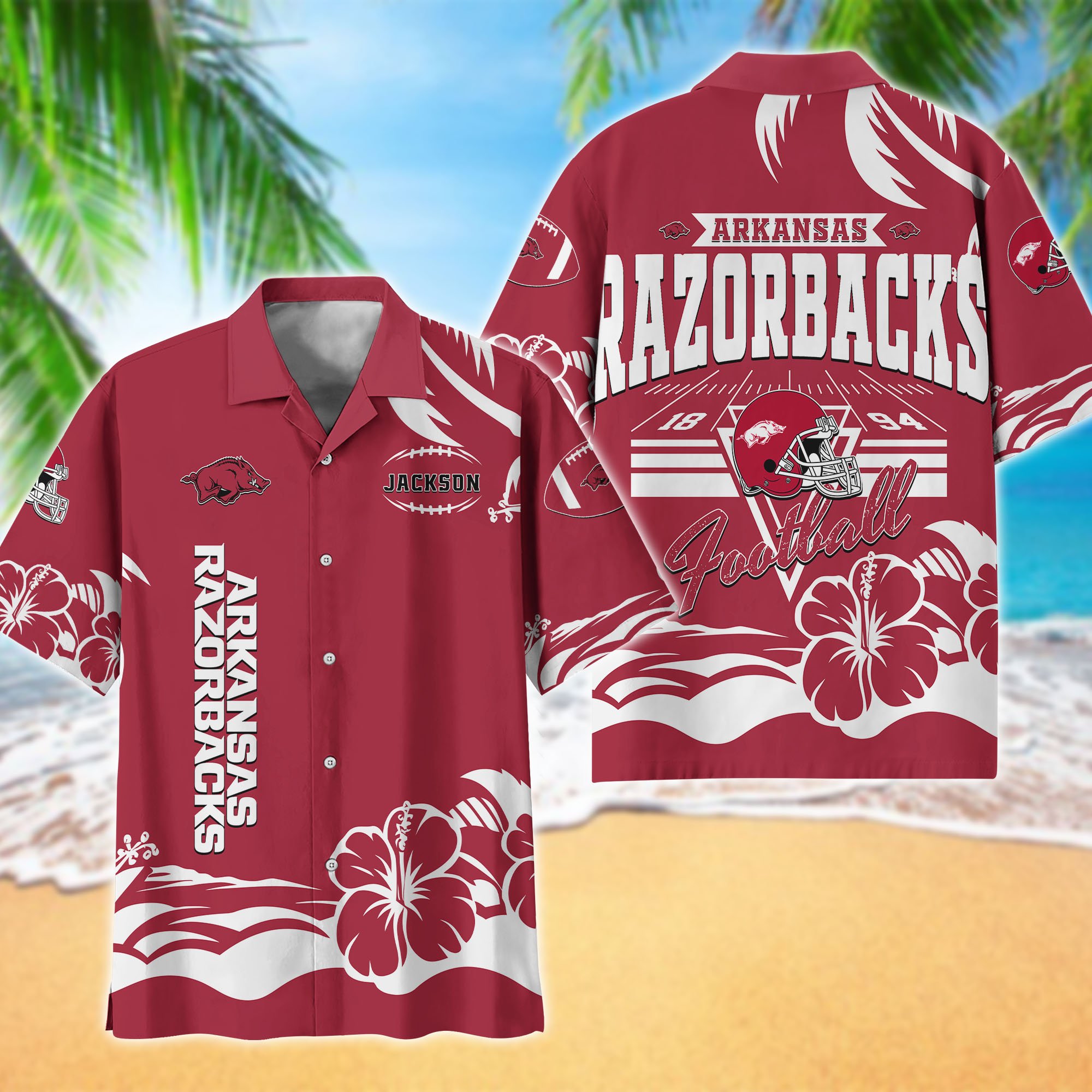 Arkansas Razorbacks Hawaiian Shirt Personalized Your Name, Sports Gifts for Fans, Sport Team Hawaii Shirt, Sports Lover Gifts ETHY-0123650A