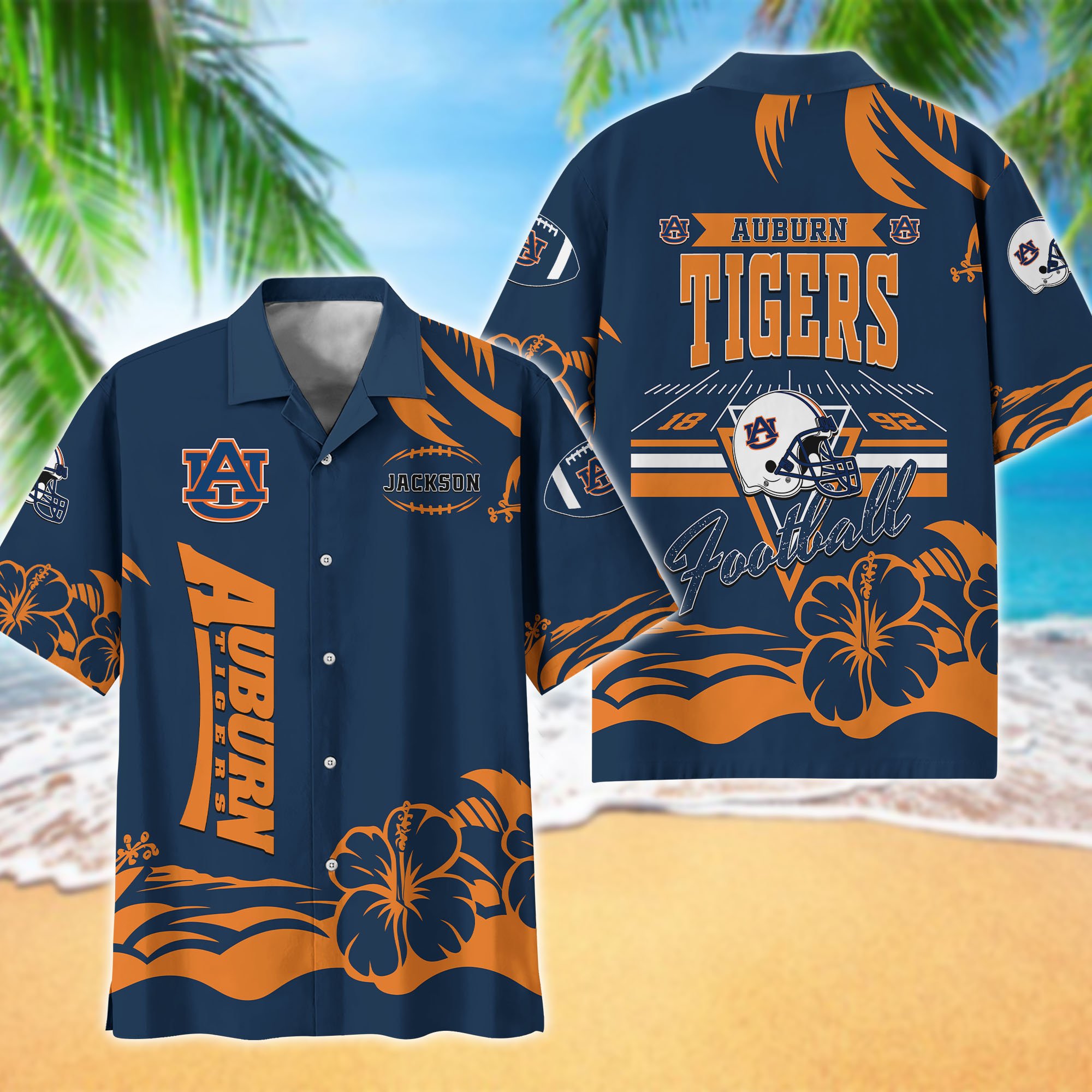 Auburn Tigers Hawaiian Shirt Personalized Your Name, Sports Gifts for Fans, Sport Team Hawaii Shirt, Sports Lover Gifts ETHY-0123650A