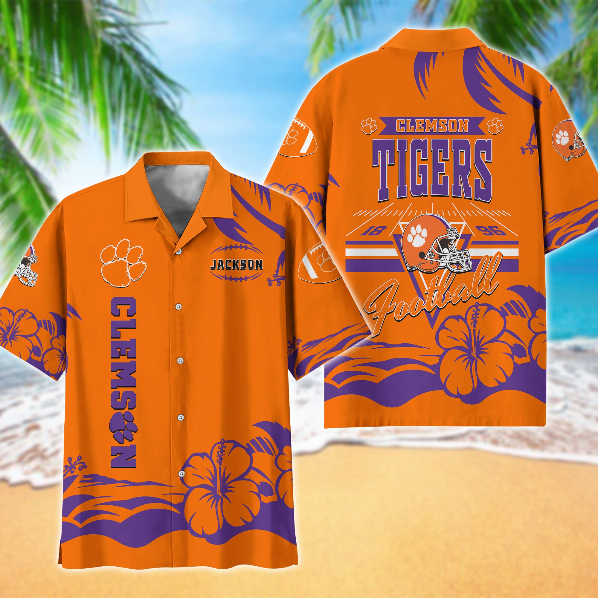 Clemson Tigers Hawaiian Shirt Personalized Your Name, Sports Gifts for Fans, Sport Team Hawaii Shirt, Sports Lover Gifts ETHY-0123650A