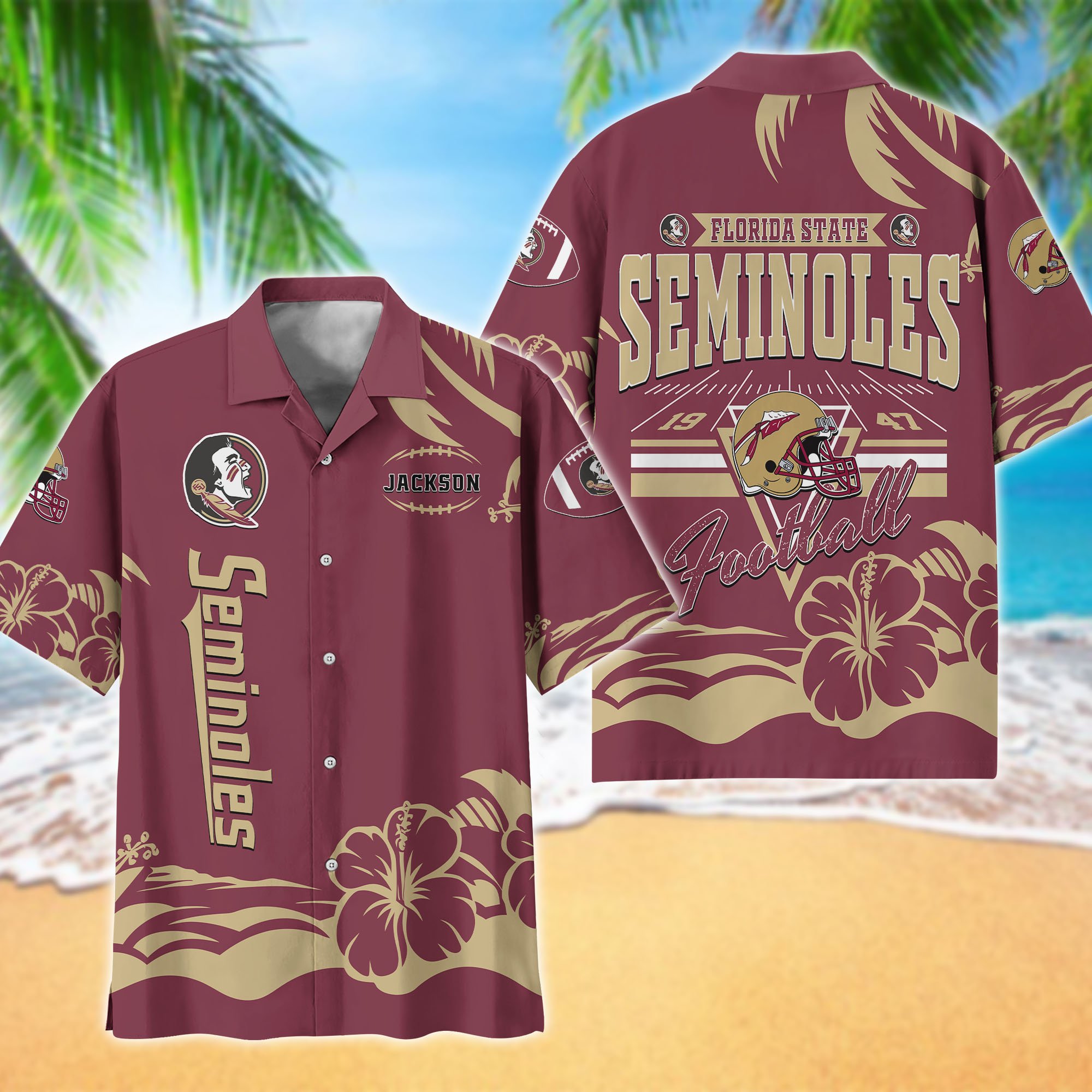 Florida State Seminoles Hawaiian Shirt Personalized Your Name, Sports Gifts for Fans, Sport Team Hawaii Shirt, Sports Lover Gifts ETHY-0123650A