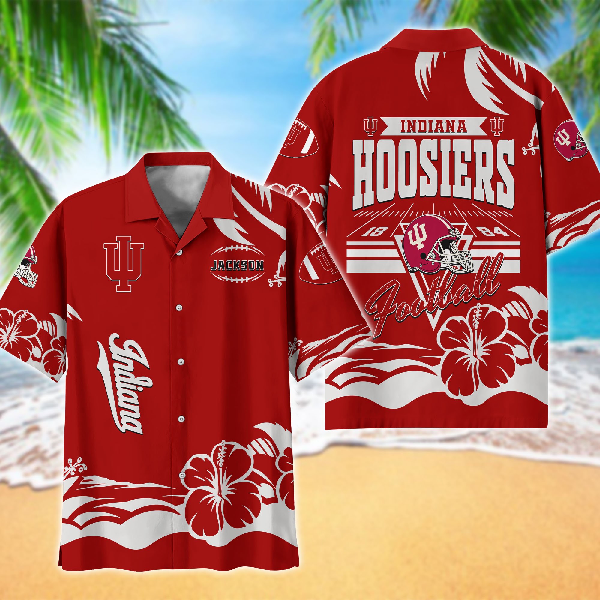 Indiana Hoosiers Hawaiian Shirt Personalized Your Name, Sports Gifts for Fans, Sport Team Hawaii Shirt, Sports Lover Gifts ETHY-0123650A
