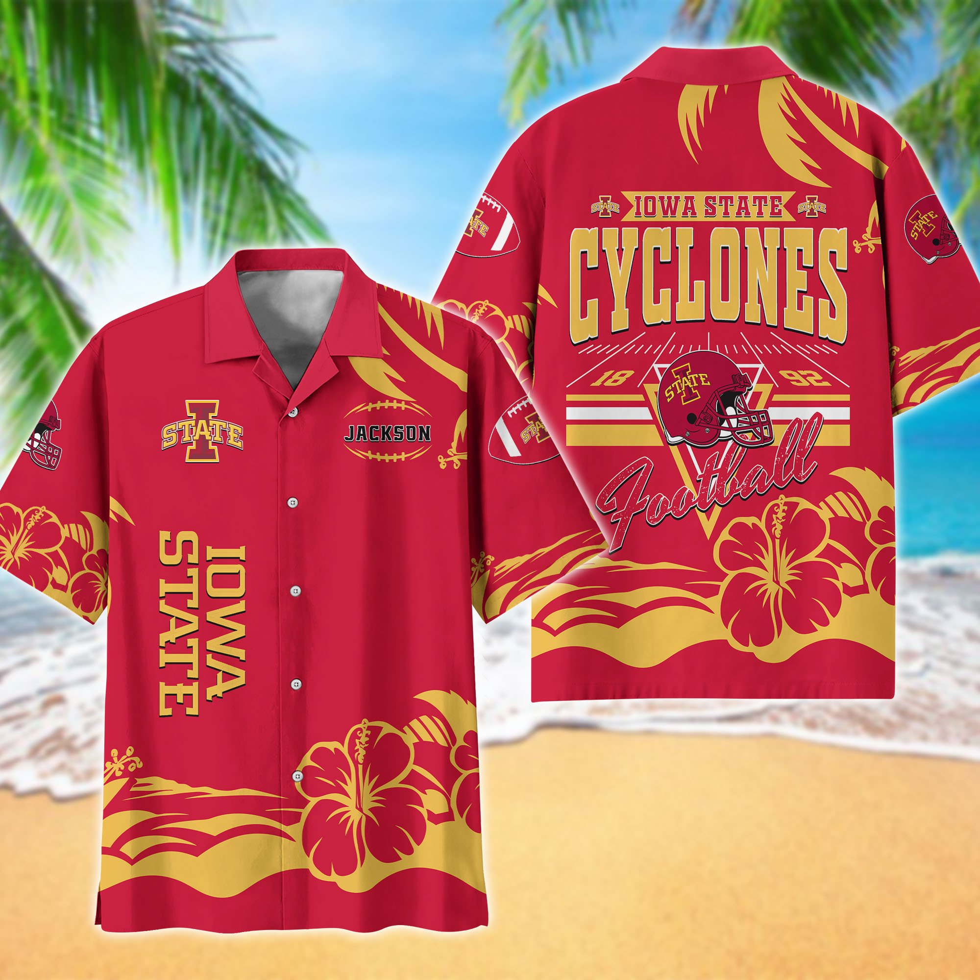 Iowa State Cyclones Hawaiian Shirt Personalized Your Name, Sports Gifts for Fans, Sport Team Hawaii Shirt, Sports Lover Gifts ETHY-0123650A