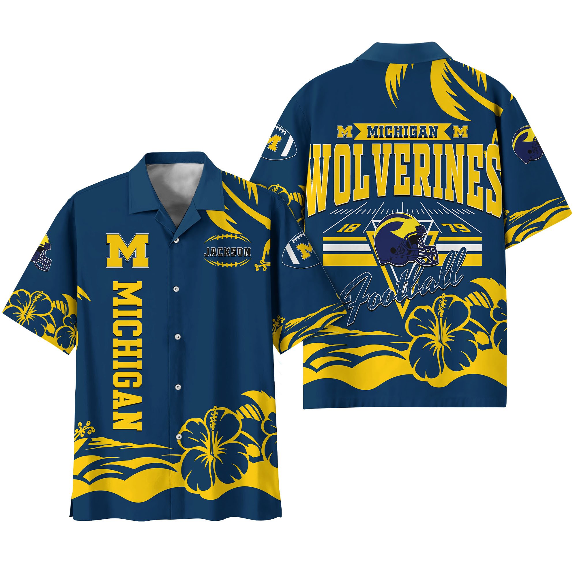 Alternative view of Michigan Wolverines Hawaiian Shirt Personalized Your Name, Sports Gifts for Fans, Sport Team Hawaii Shirt, Sports Lover Gifts ETHY-0123650A