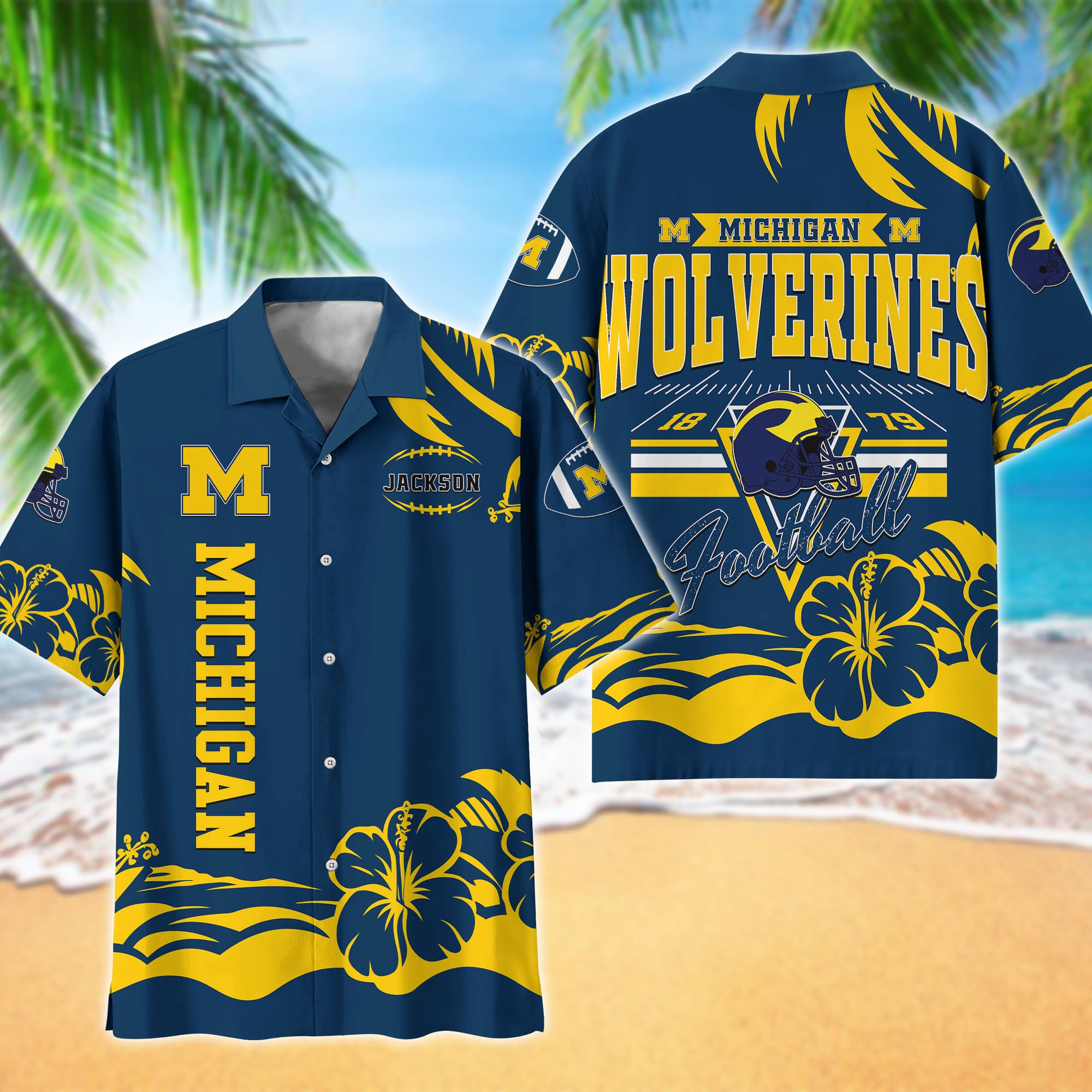 Michigan Wolverines Hawaiian Shirt Personalized Your Name, Sports Gifts for Fans, Sport Team Hawaii Shirt, Sports Lover Gifts ETHY-0123650A