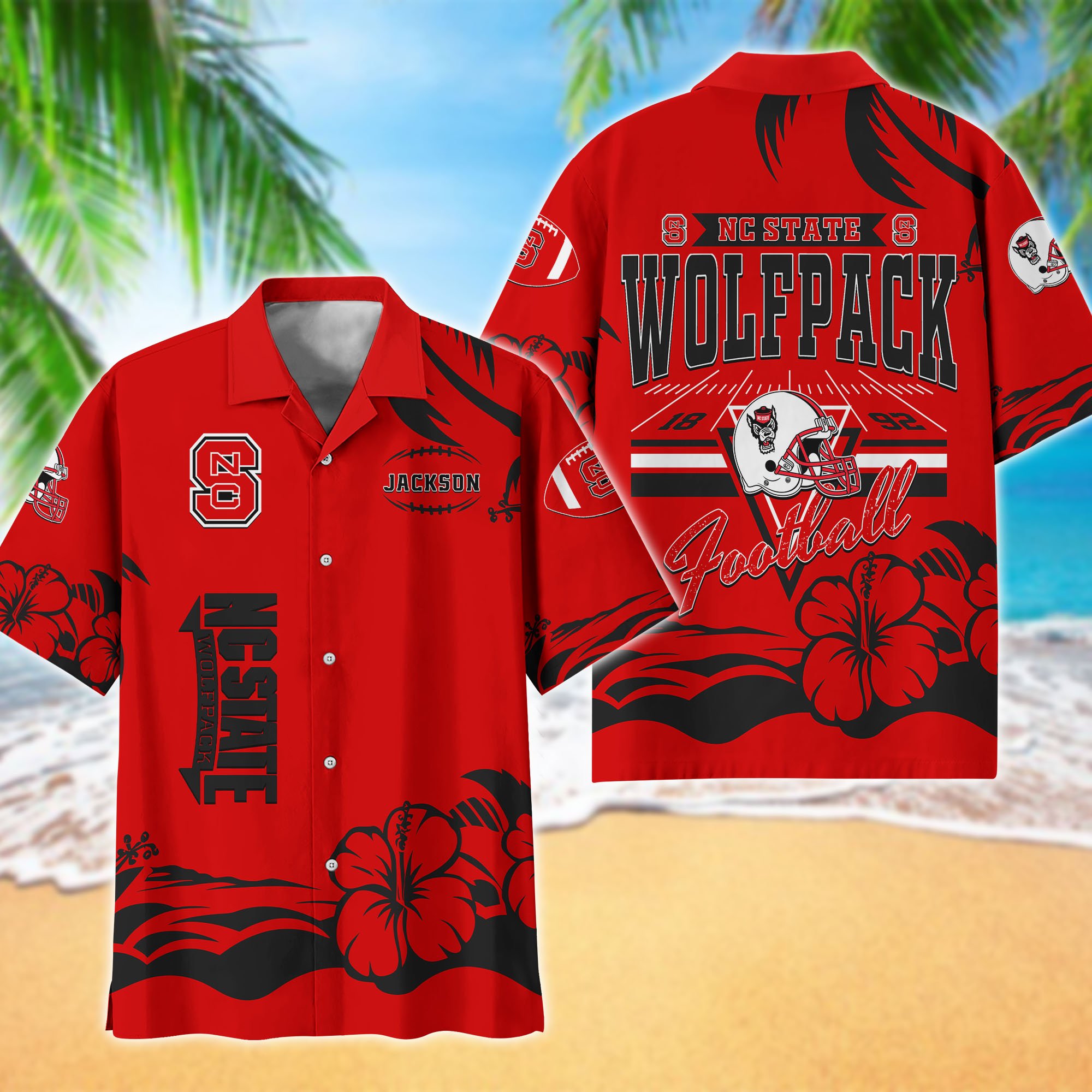 NC State Wolfpack Hawaiian Shirt Personalized Your Name, Sports Gifts for Fans, Sport Team Hawaii Shirt, Sports Lover Gifts ETHY-0123650A