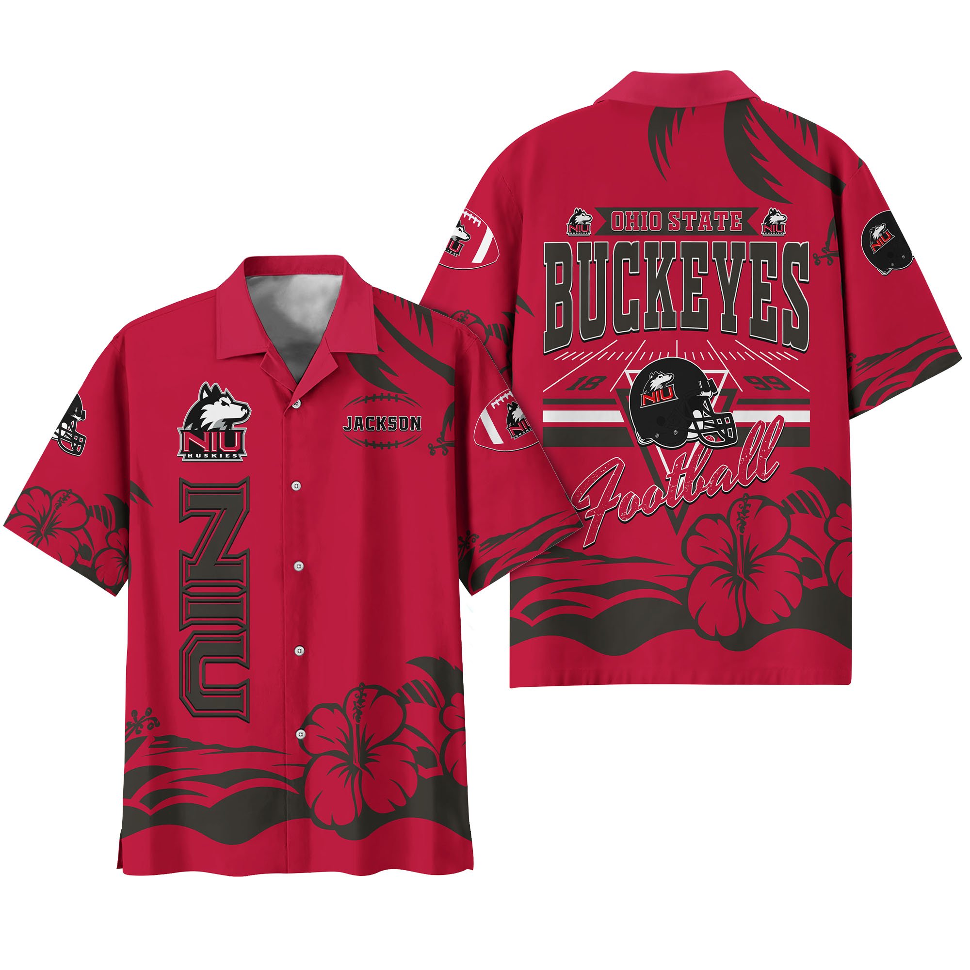 Alternative view of Northern Illinois Huskies Hawaiian Shirt Personalized Your Name, Sports Gifts for Fans, Sport Team Hawaii Shirt, Sports Lover Gifts ETHY-0123650A