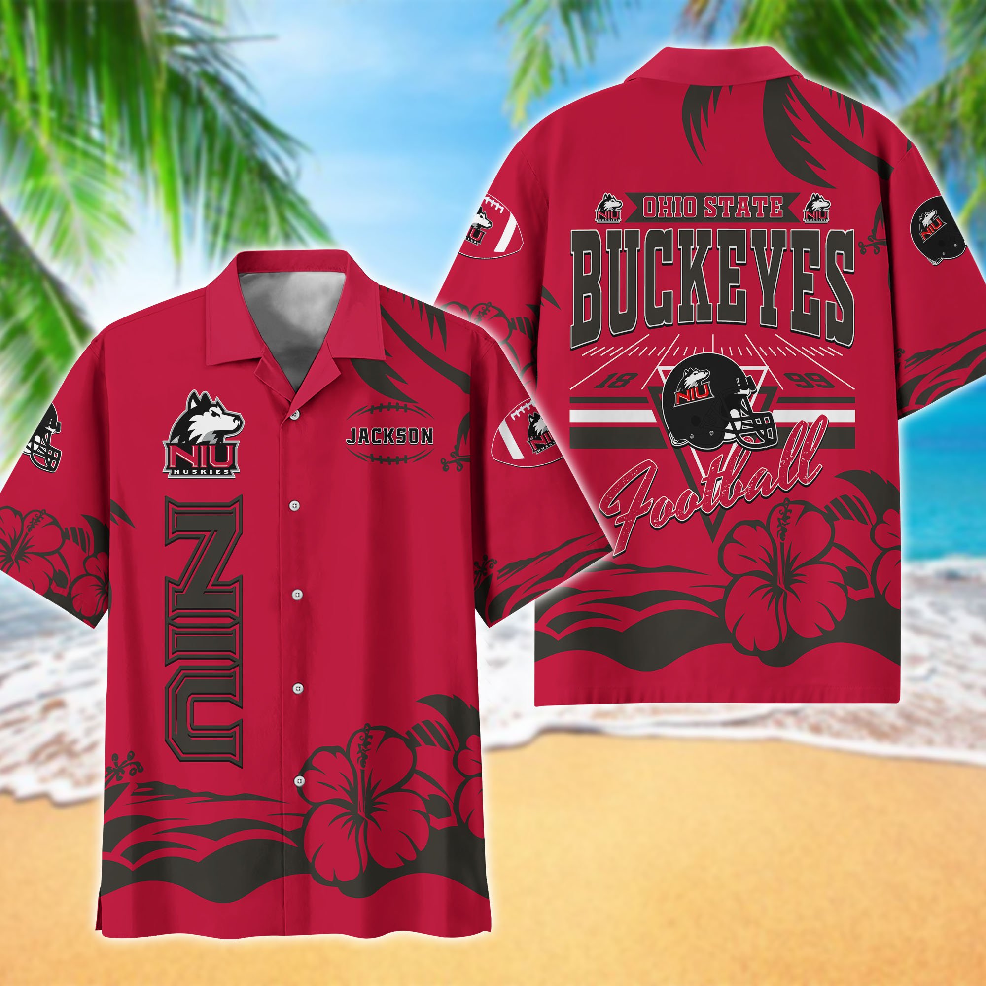 Northern Illinois Huskies Hawaiian Shirt Personalized Your Name, Sports Gifts for Fans, Sport Team Hawaii Shirt, Sports Lover Gifts ETHY-0123650A