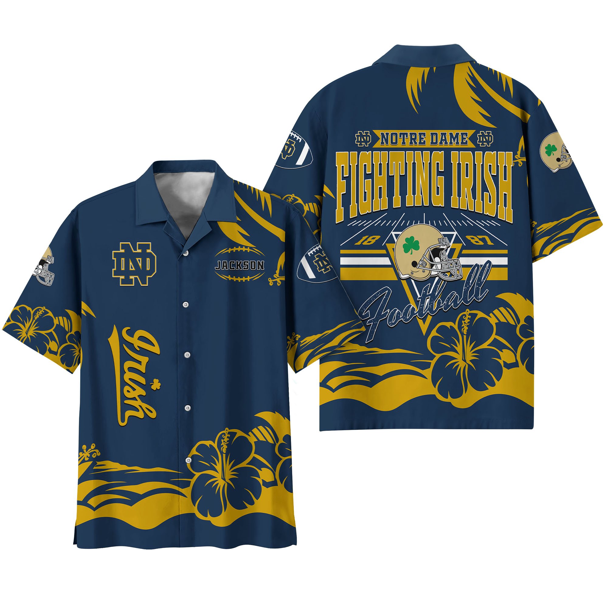Alternative view of Notre Dame Fighting Irish Hawaiian Shirt Personalized Your Name, Sports Gifts for Fans, Sport Team Hawaii Shirt, Sports Lover Gifts ETHY-0123650A