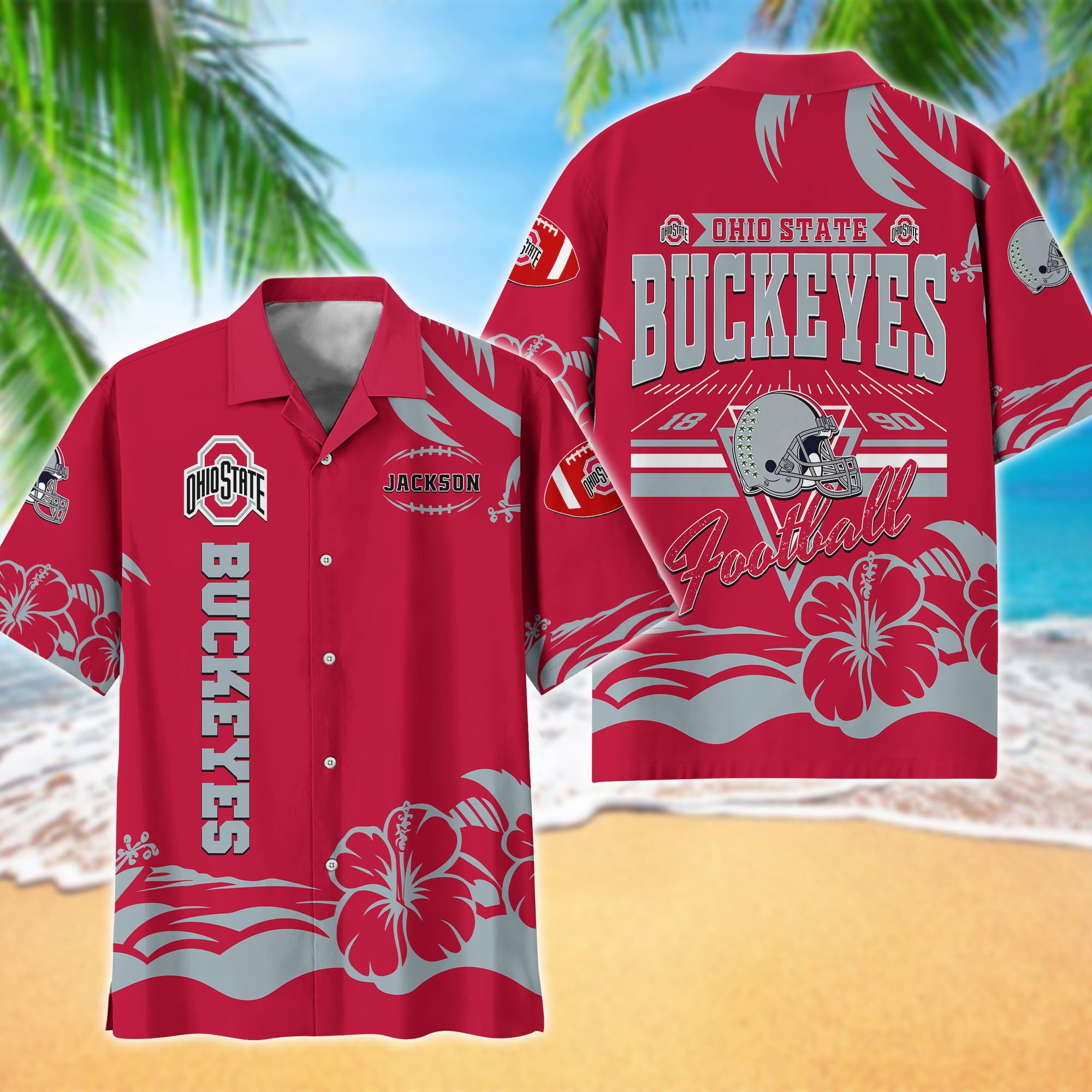 Ohio State Buckeyes Hawaiian Shirt Personalized Your Name, Sports Gifts for Fans, Sport Team Hawaii Shirt, Sports Lover Gifts ETHY-0123650A