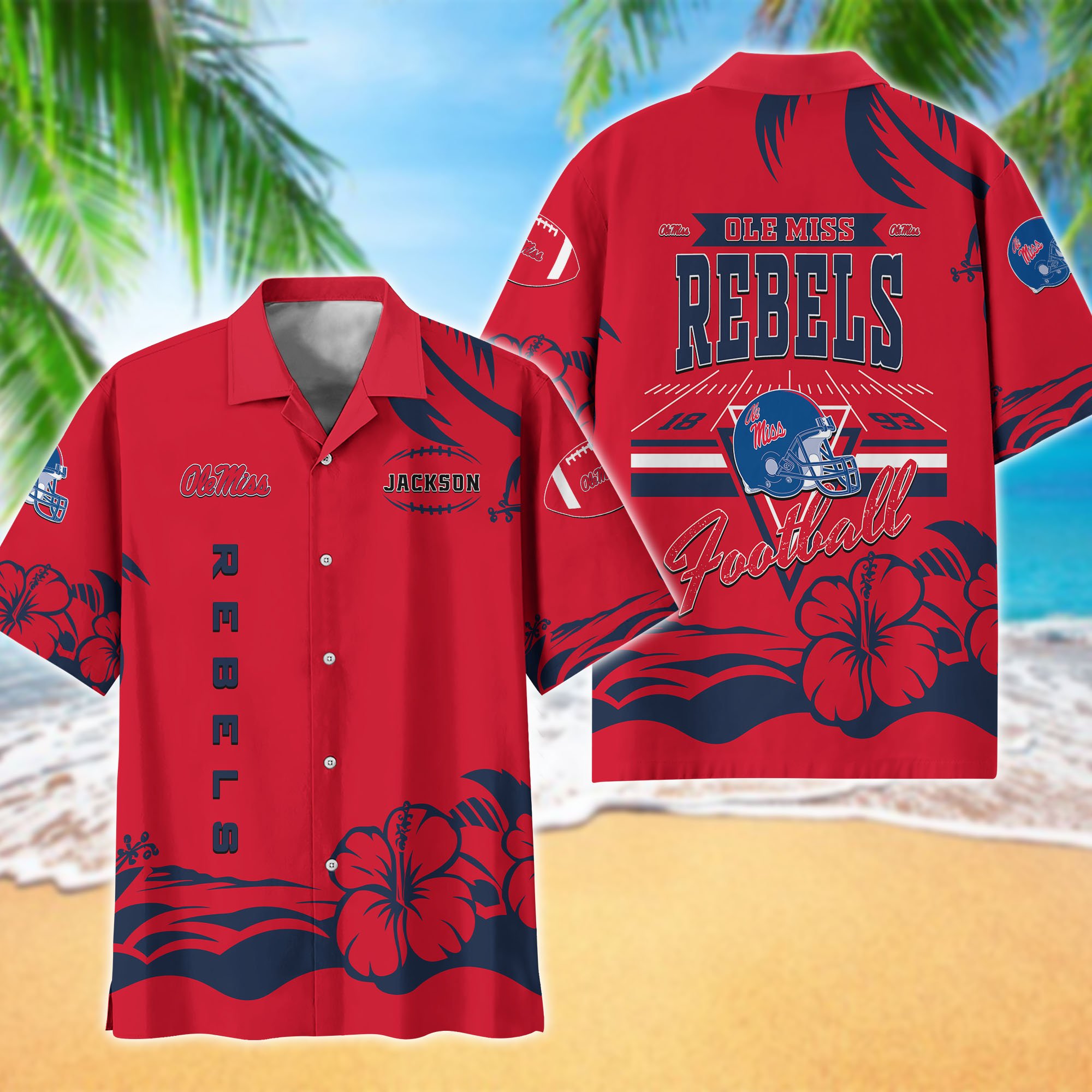 Ole Miss Rebels Hawaiian Shirt Personalized Your Name, Sports Gifts for Fans, Sport Team Hawaii Shirt, Sports Lover Gifts ETHY-0123650A