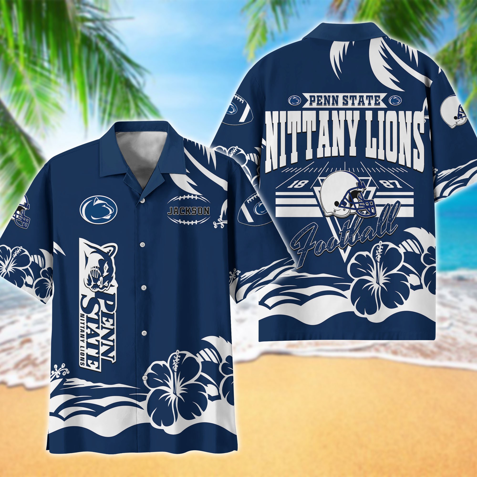 Penn State Nittany Lions Hawaiian Shirt Personalized Your Name, Sports Gifts for Fans, Sport Team Hawaii Shirt, Sports Lover Gifts ETHY-0123650A