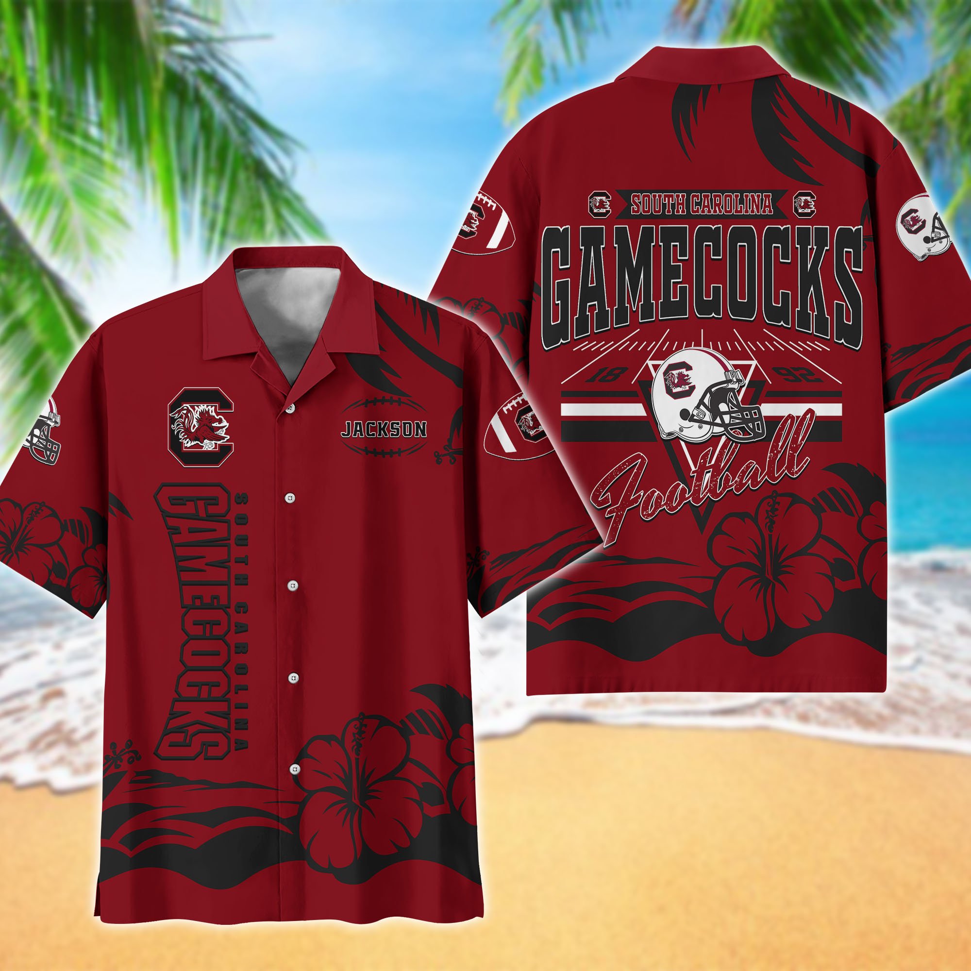 South Carolina Gamecocks Hawaiian Shirt Personalized Your Name, Sports Gifts for Fans, Sport Team Hawaii Shirt, Sports Lover Gifts ETHY-0123650A