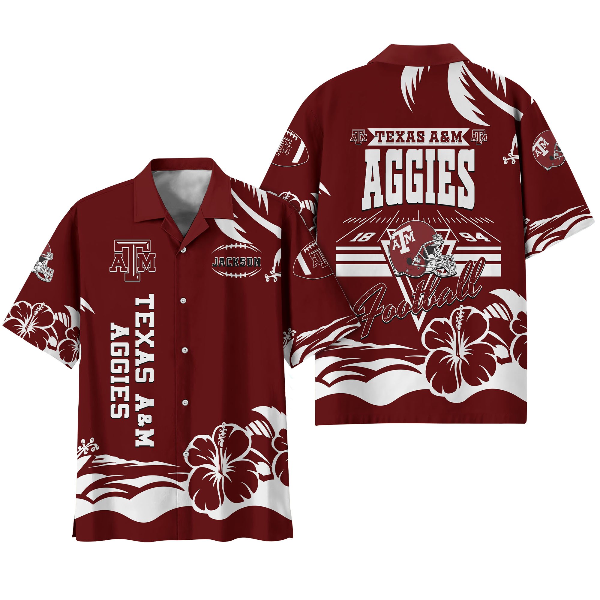 Alternative view of Texas A&M Aggies Hawaiian Shirt Personalized Your Name, Sports Gifts for Fans, Sport Team Hawaii Shirt, Sports Lover Gifts ETHY-0123650A
