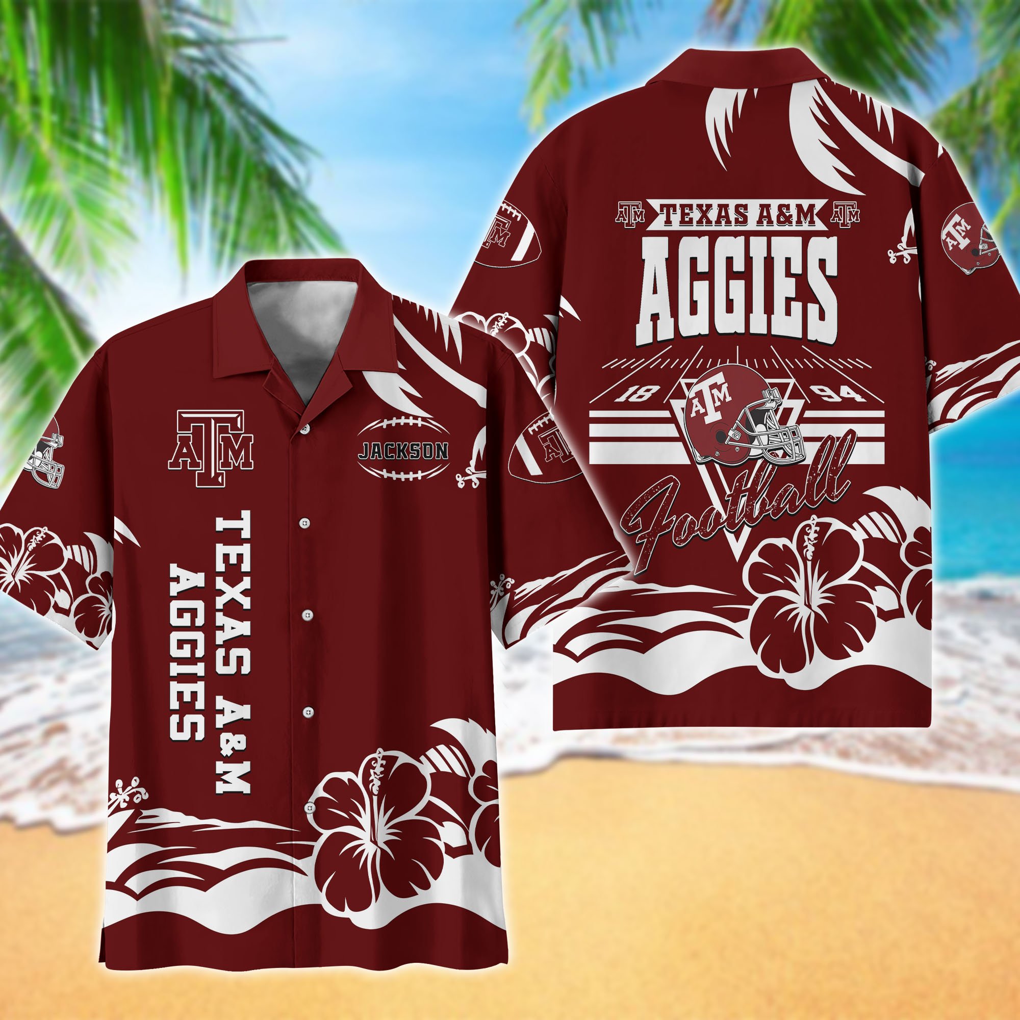 Texas A&M Aggies Hawaiian Shirt Personalized Your Name, Sports Gifts for Fans, Sport Team Hawaii Shirt, Sports Lover Gifts ETHY-0123650A