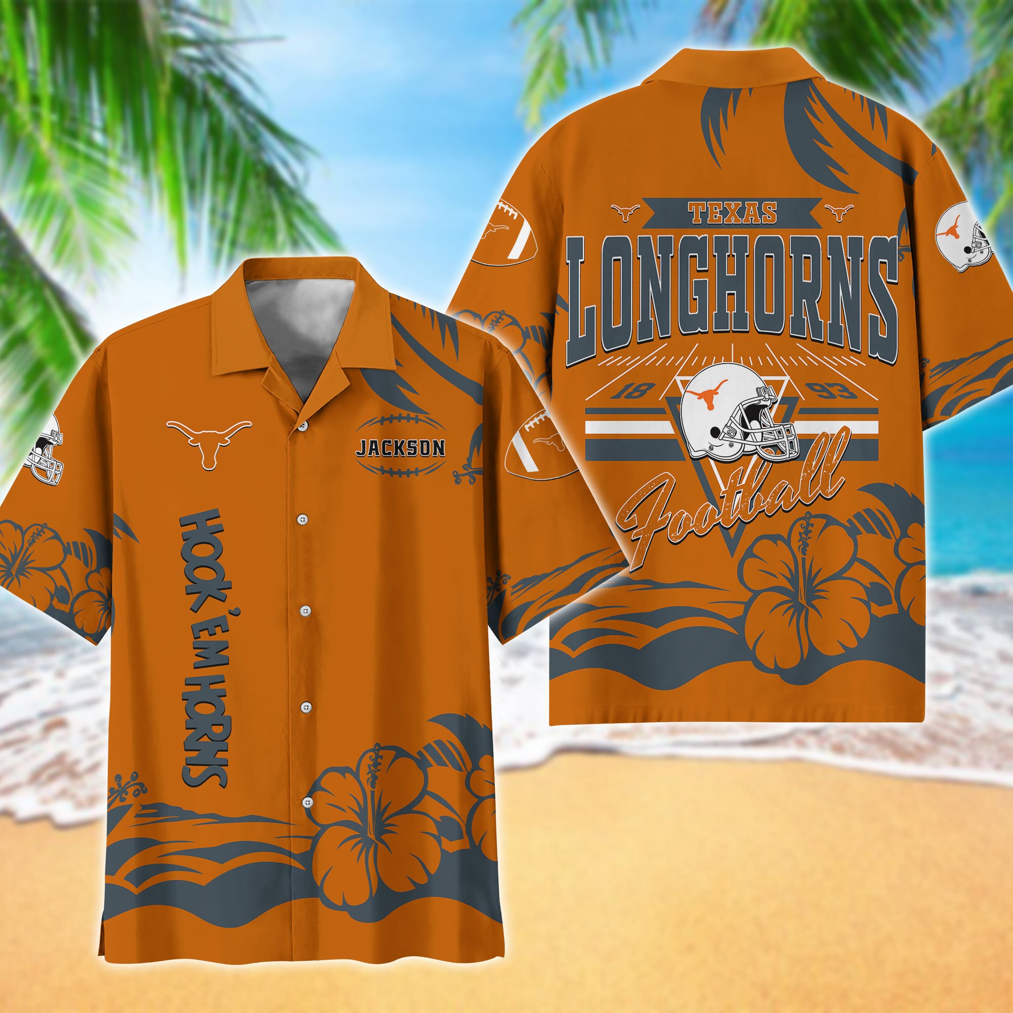 Texas Longhorns Hawaiian Shirt Personalized Your Name, Sports Gifts for Fans, Sport Team Hawaii Shirt, Sports Lover Gifts ETHY-0123650A